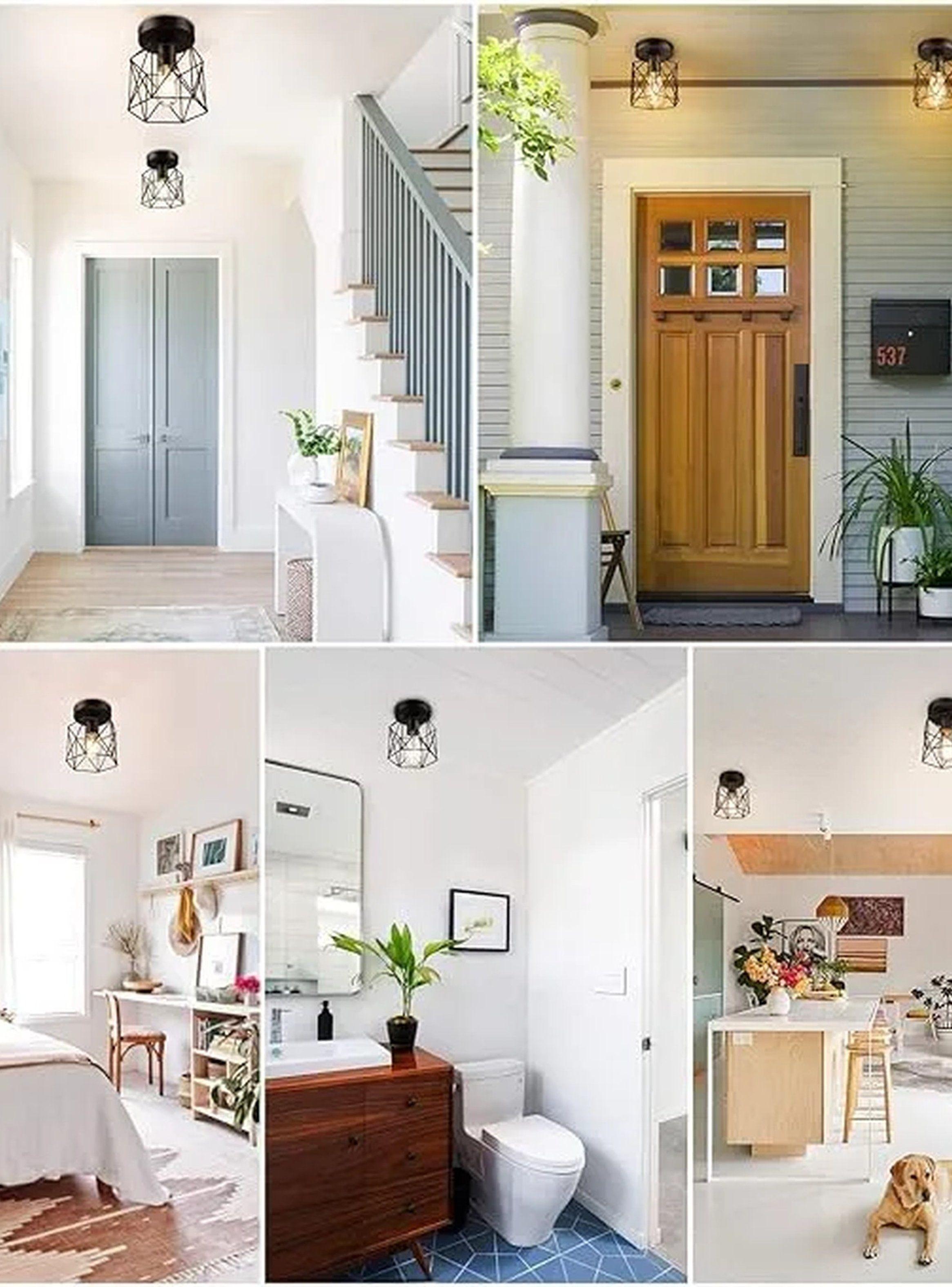 Lámpara de Techo E27 Metal Negro Geométrica-3