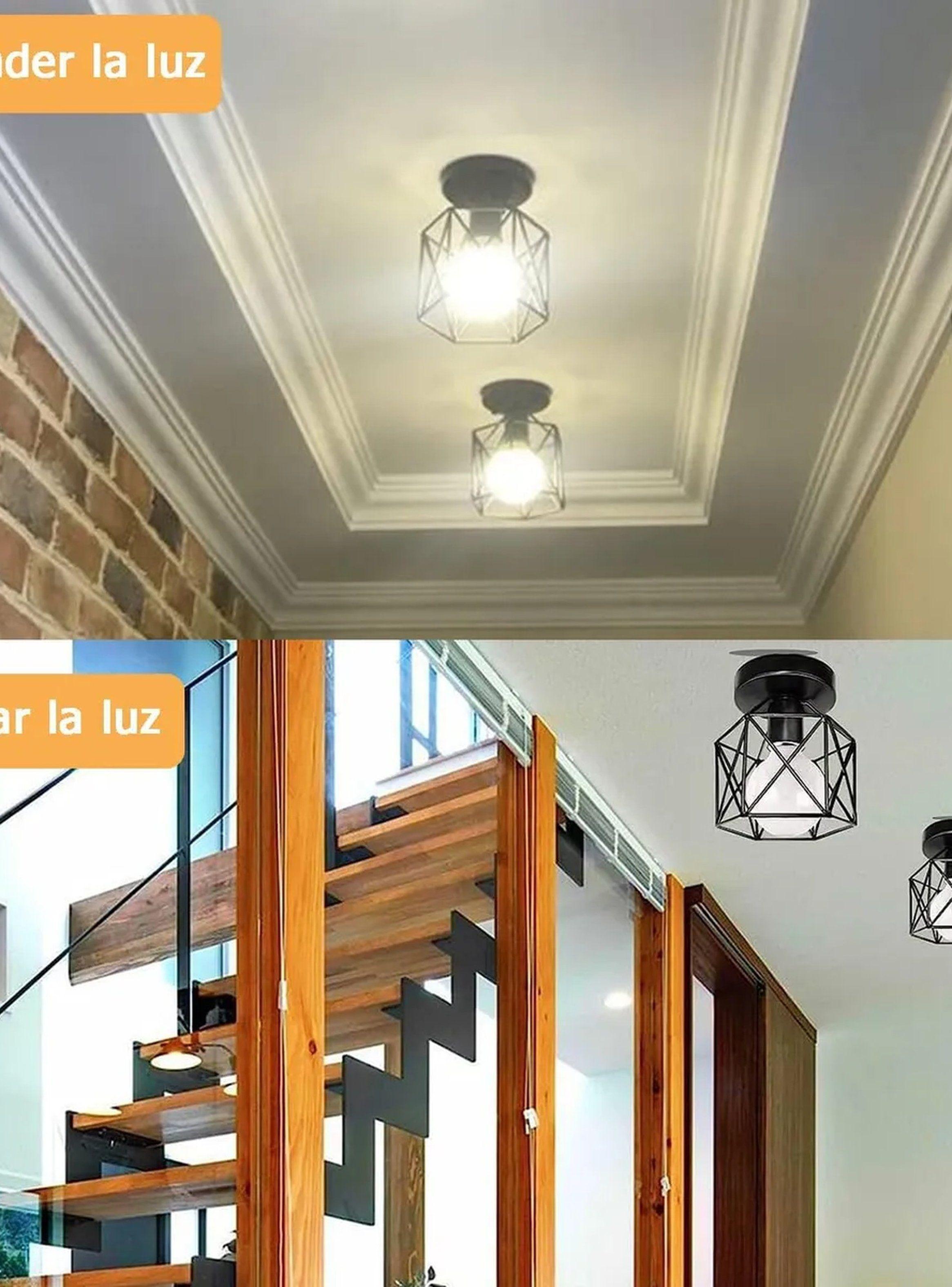 Lámpara de Techo E27 Metal Negro Geométrica-4