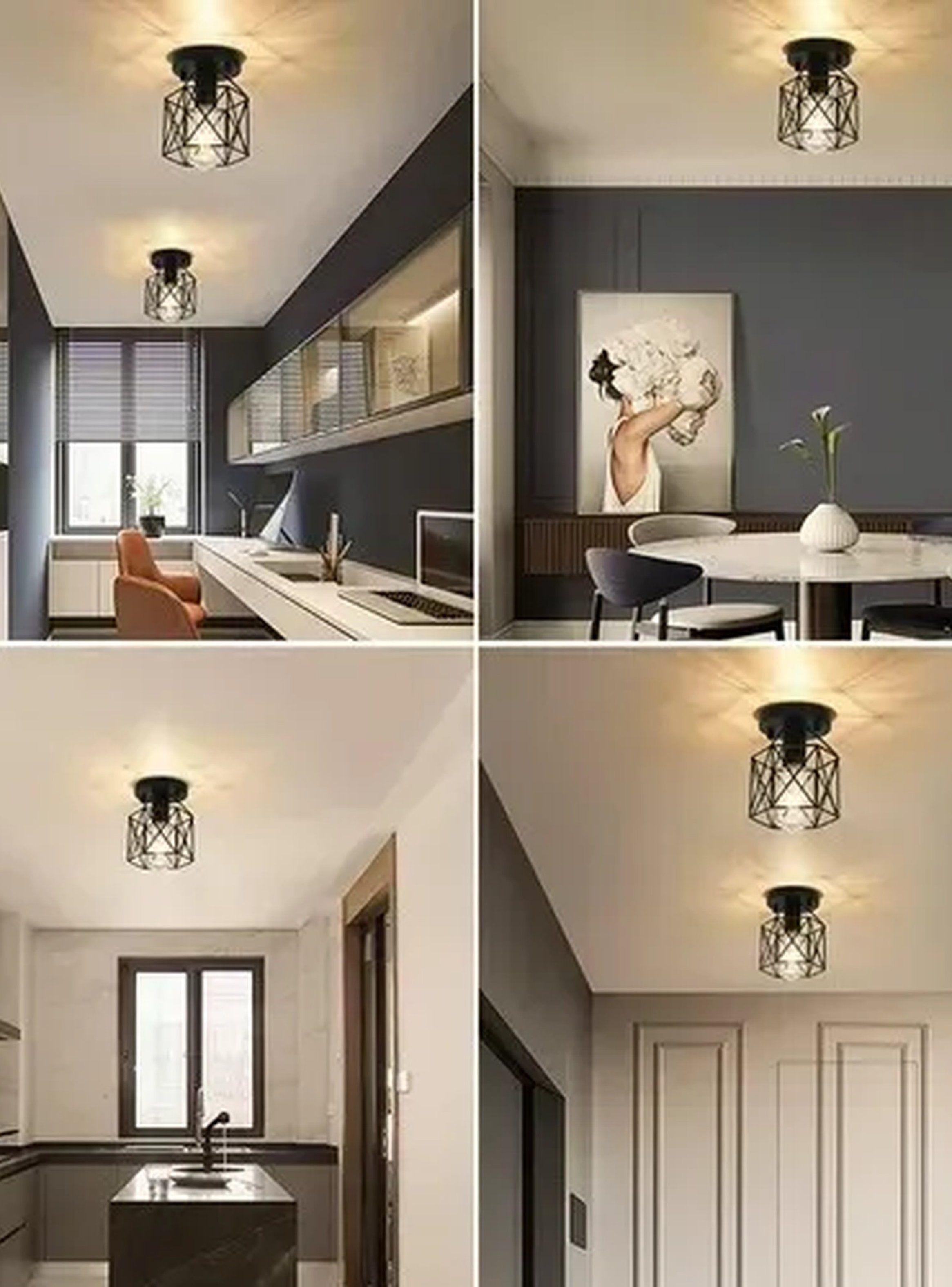 Lámpara de Techo E27 Metal Negro Geométrica-6