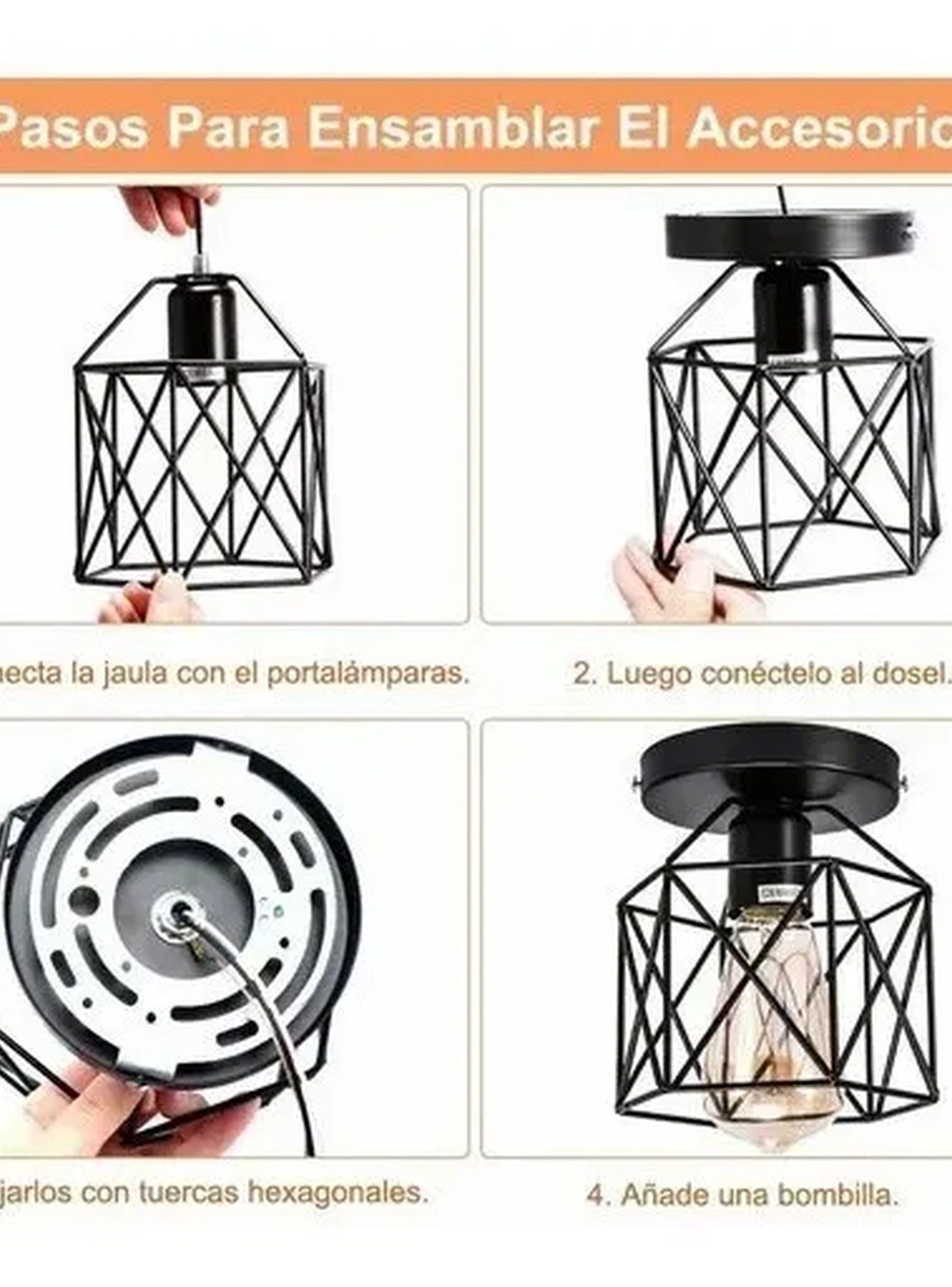 Lámpara de Techo E27 Metal Negro Geométrica-8