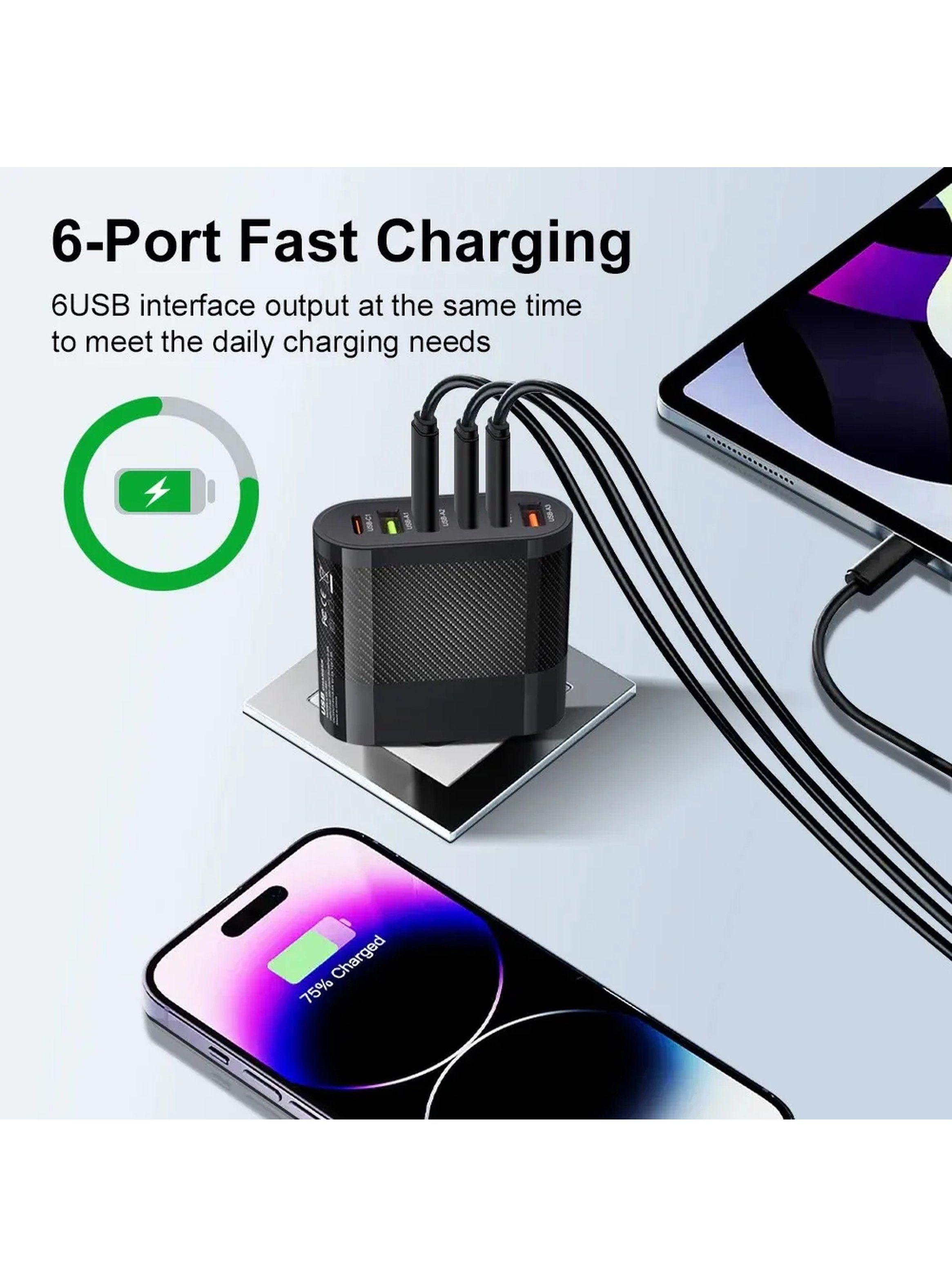 Cargador USB de Pared 65W 6 Puertos Carga Rápida-2