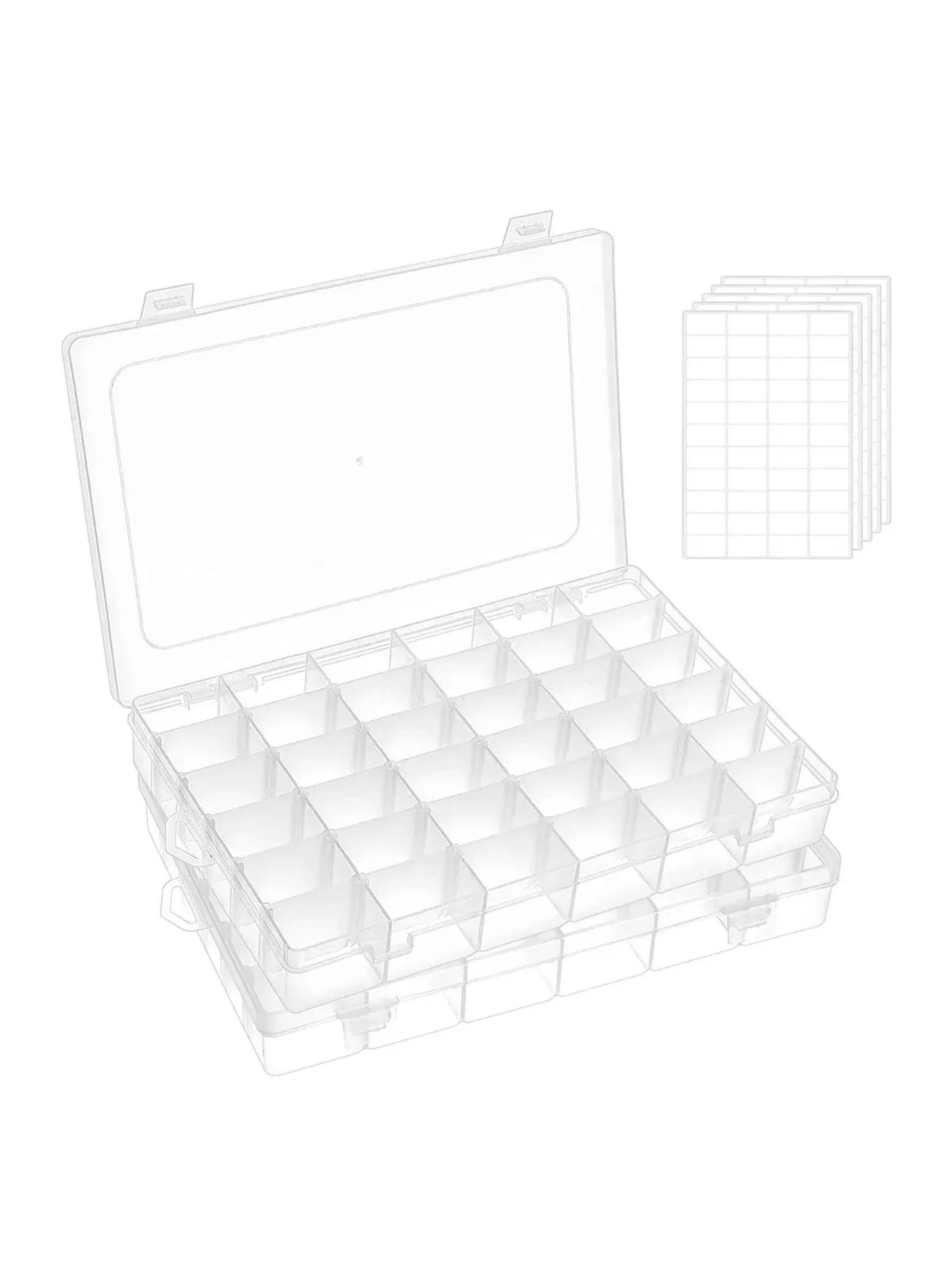 Caja de Almacenamiento con Divisiones Ajustables Plástico Transparente 2 Piezas-0