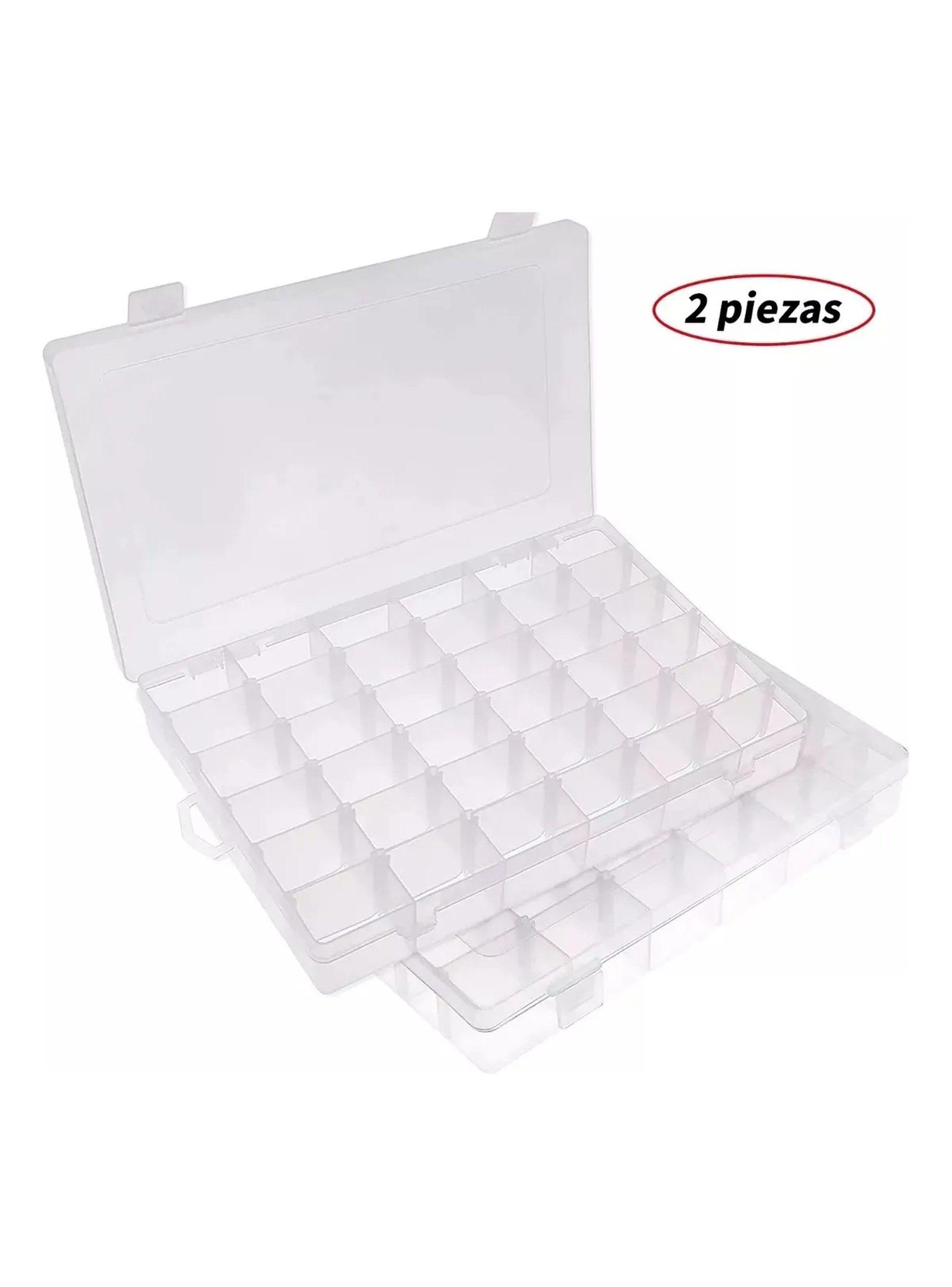 Caja de Almacenamiento con Divisiones Ajustables Plástico Transparente 2 Piezas-1