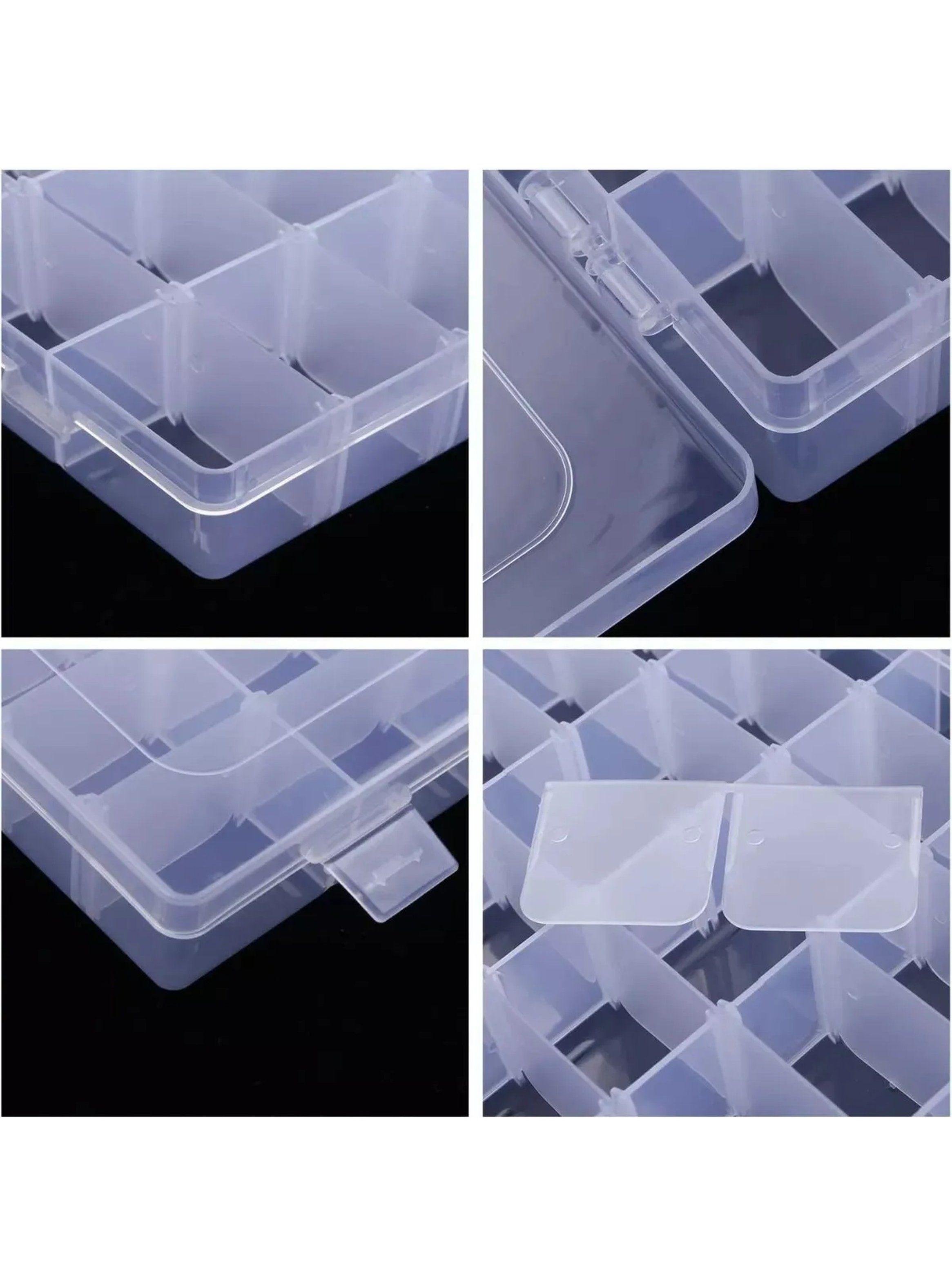 Caja de Almacenamiento con Divisiones Ajustables Plástico Transparente 2 Piezas-6