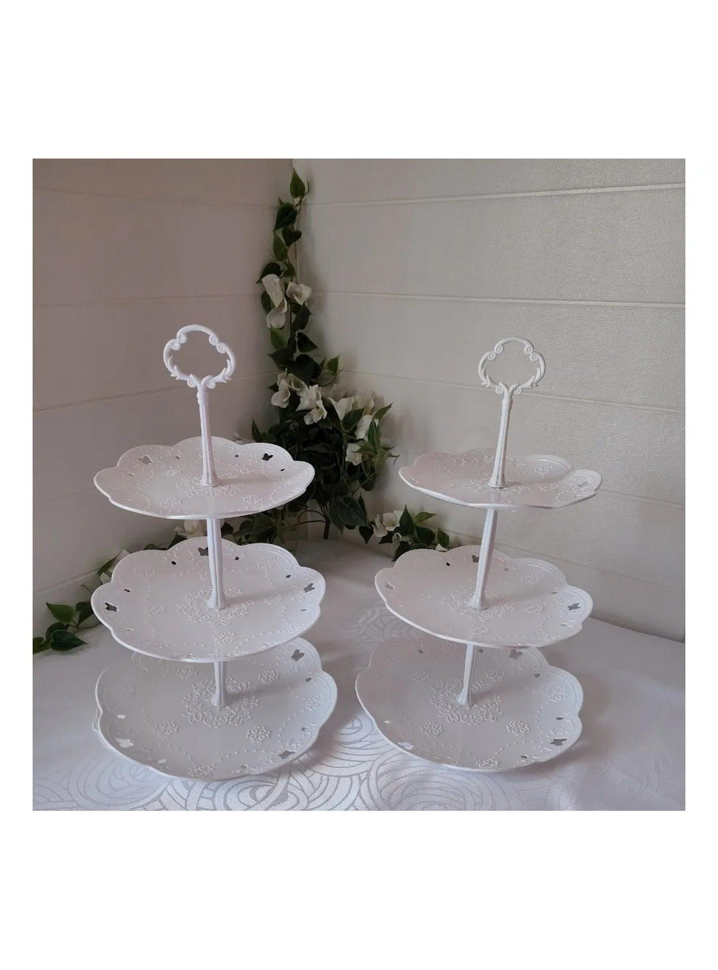 Set de Bandejas de Postres Plásticas Blancas Multiusos Decorativas-3