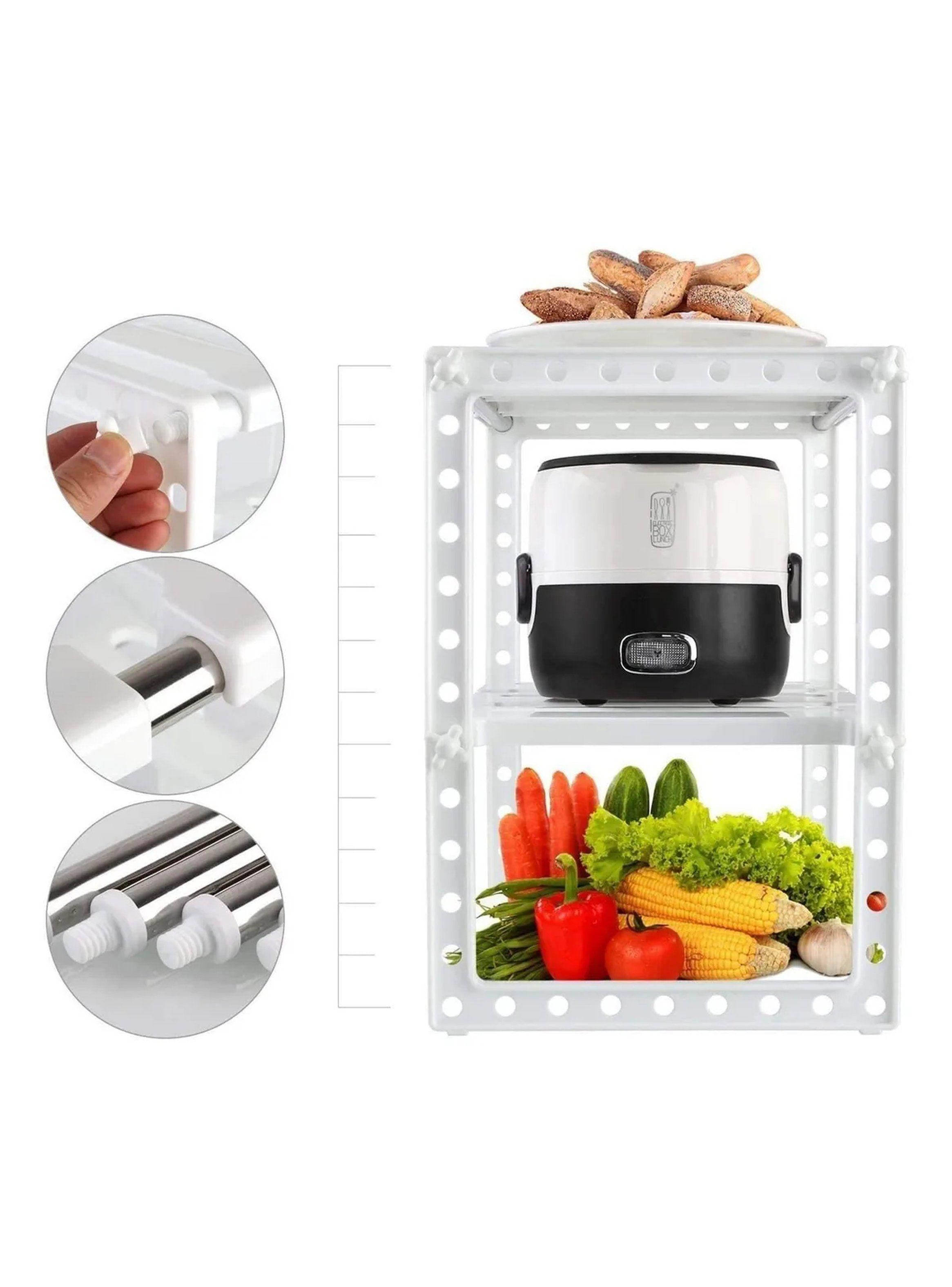 Estante Ajustable Multiuso Plástico Blanco Cocina y Baño-2