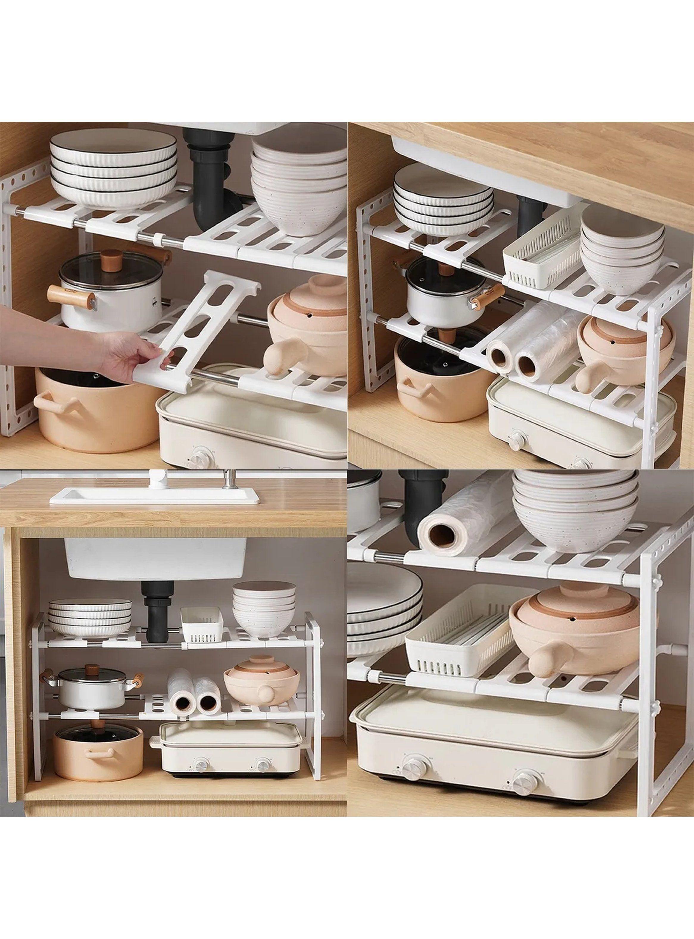 Estante Ajustable Multiuso Plástico Blanco Cocina y Baño-5