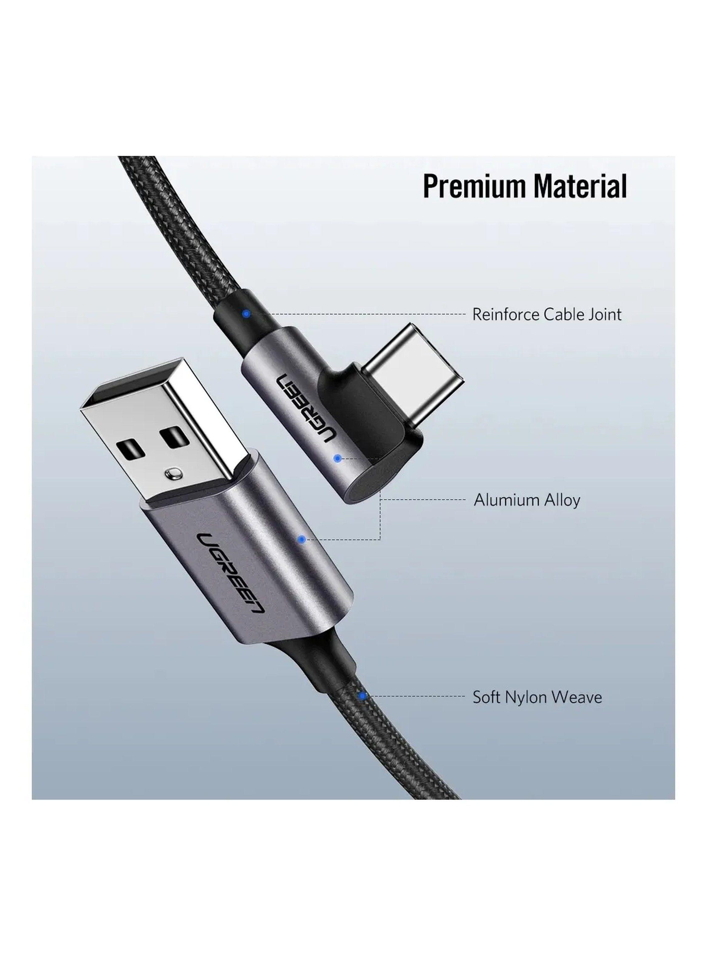 Cable USB Tipo C Nylon Trenzado 90° 1 Metro-2