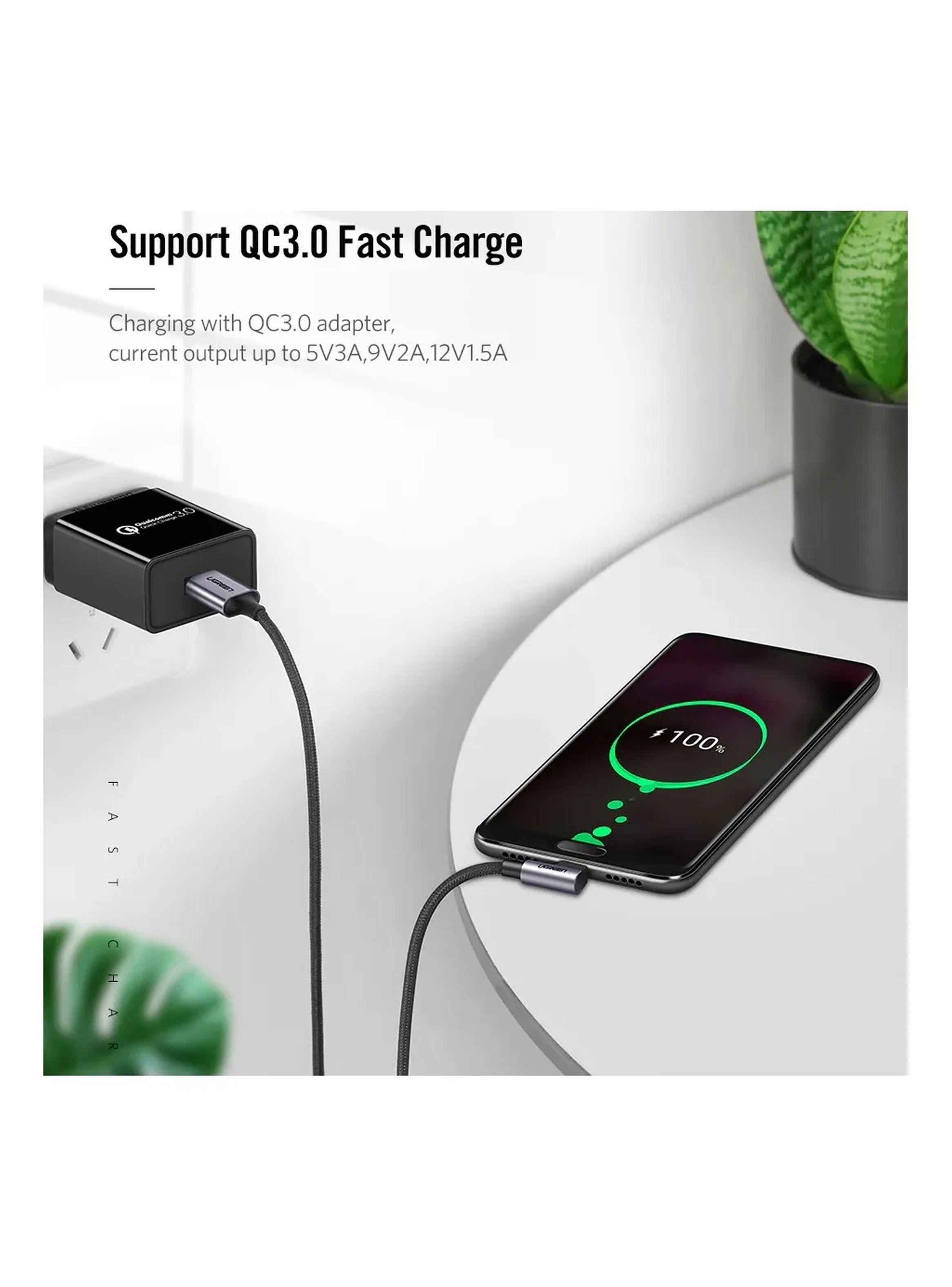 Cable USB Tipo C Nylon Trenzado 90° 1 Metro-4