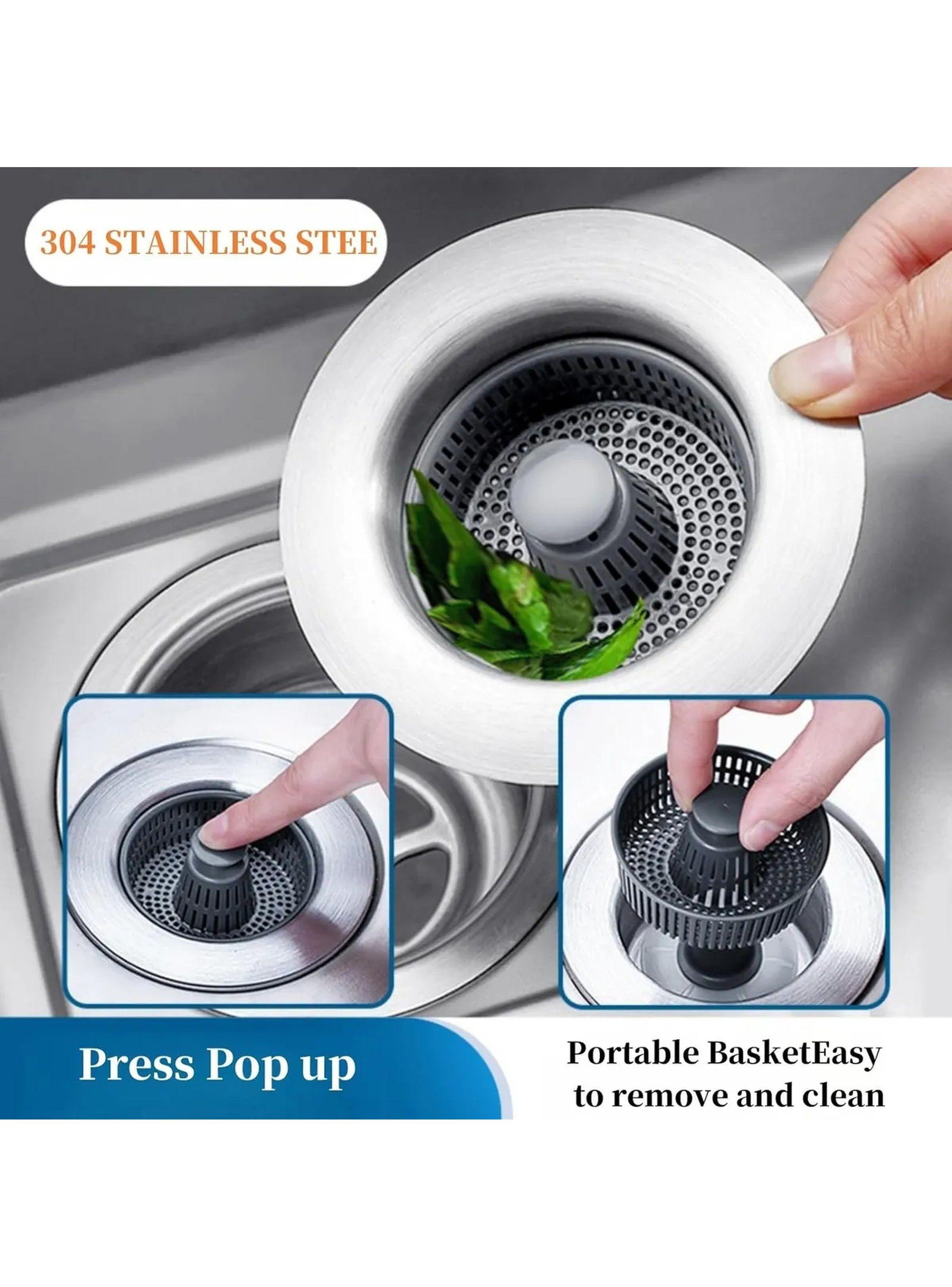 Colador de Fregadero Acero Inoxidable 304 con Cesta Extraíble 108mm-2