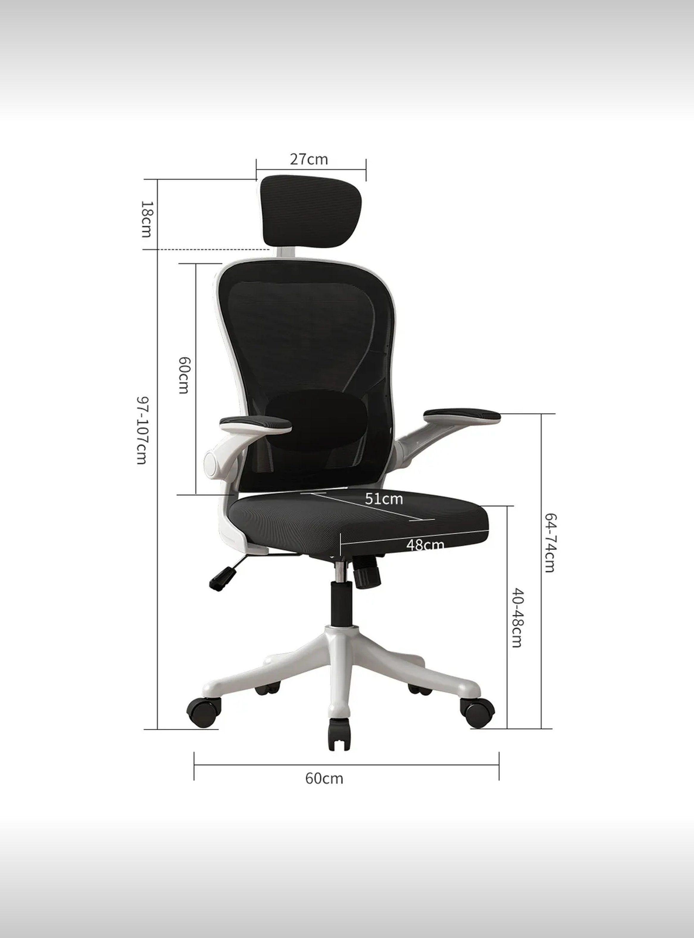 Silla de Oficina Ergonómica Ajustable Respaldo Lumbar y Cabezal Blanco-5