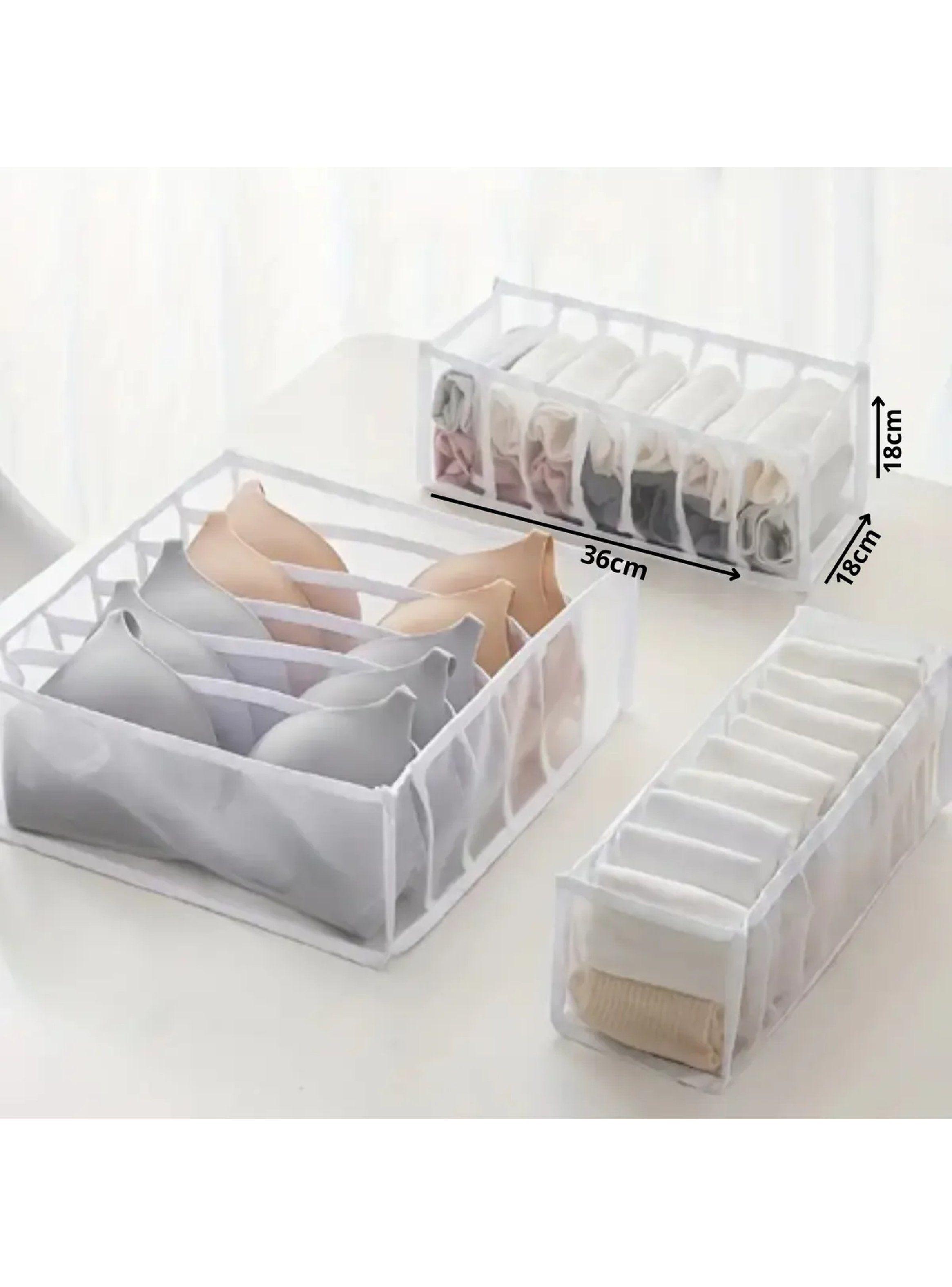 Organizador de Ropa Interior 7 Compartimentos Tela Blanca-5