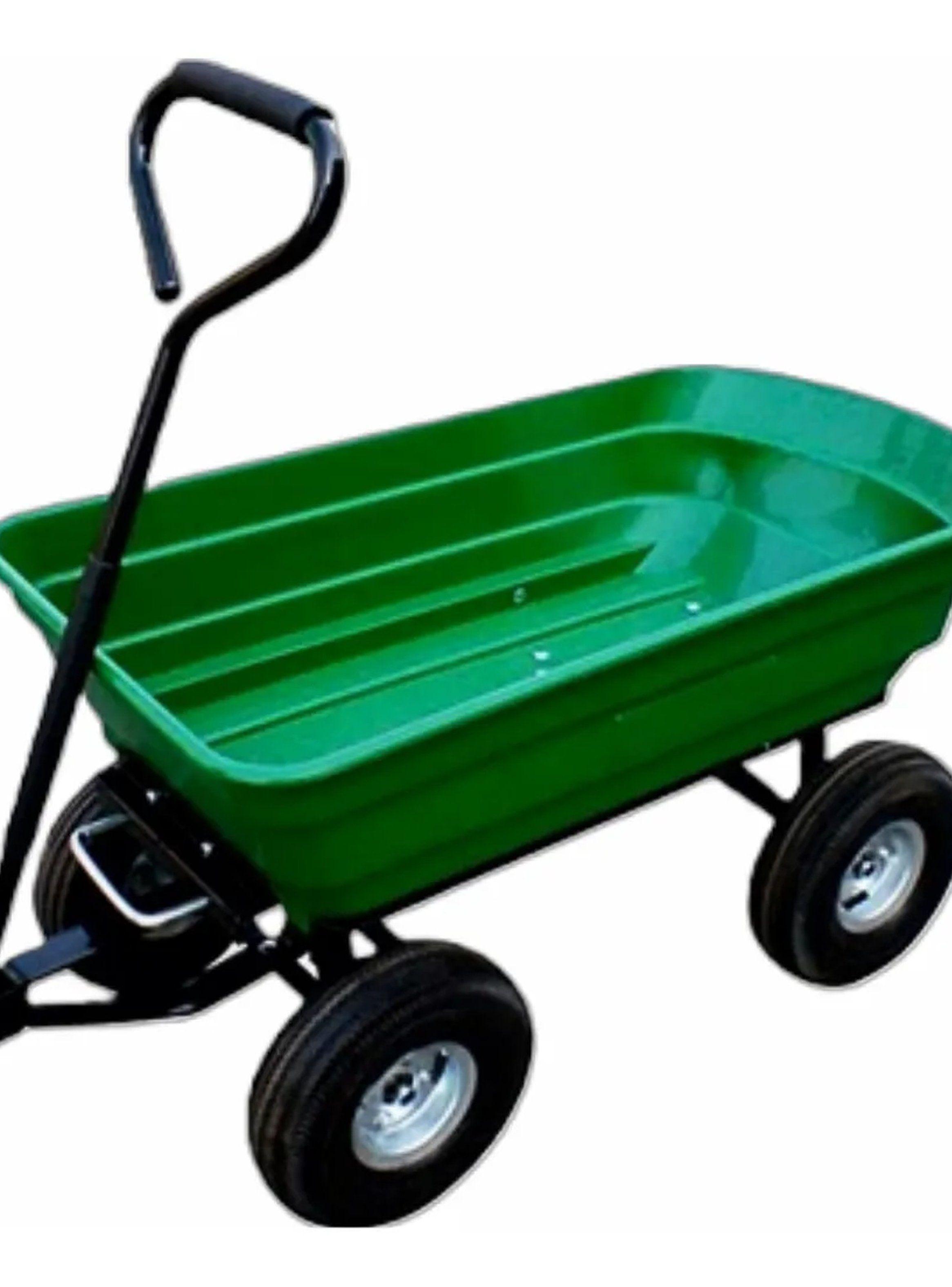 Carretilla de Jardín Multifuncional Capacidad 75L Verde Ruedas Resistentes-3