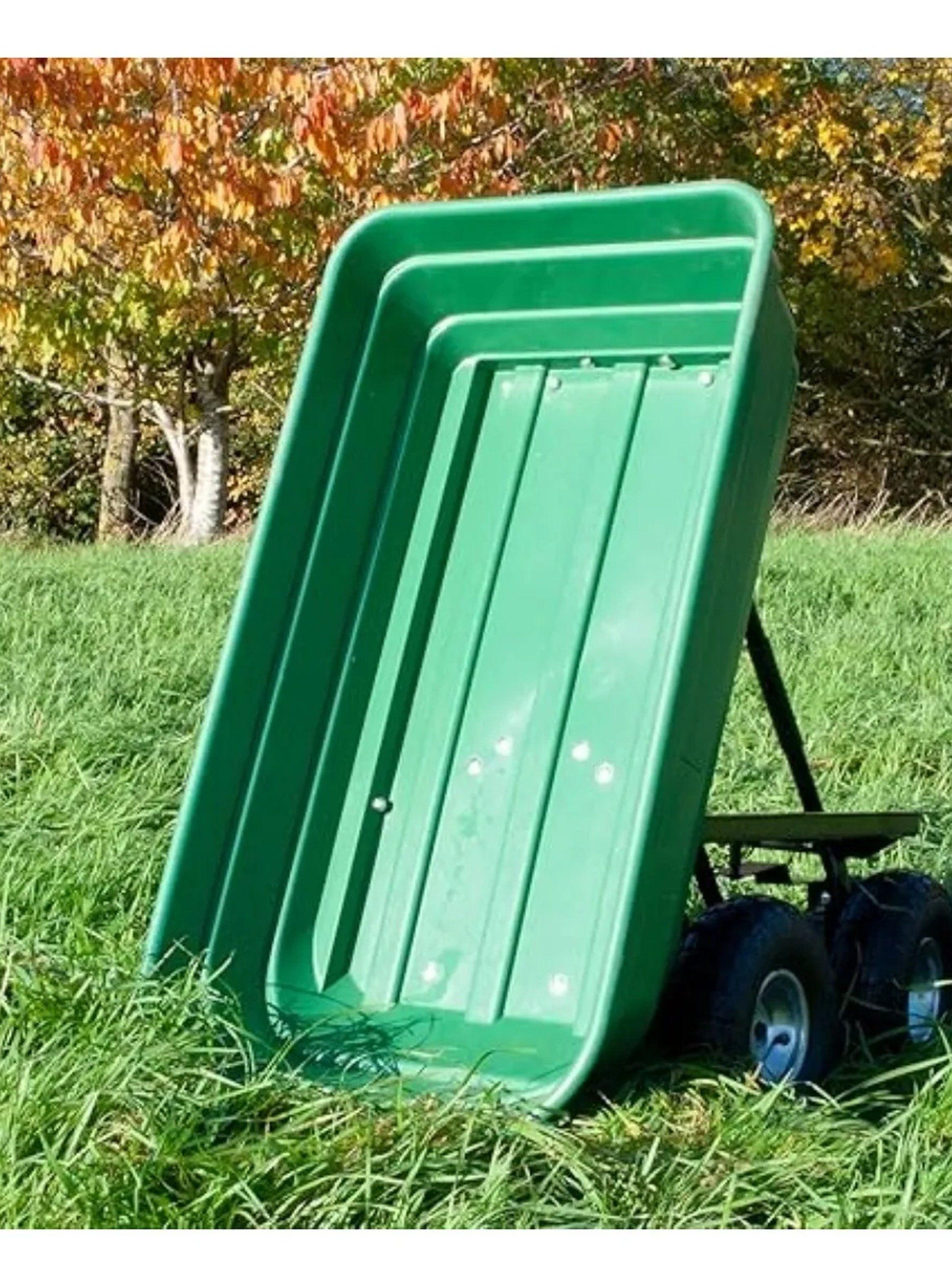 Carretilla de Jardín Multifuncional Capacidad 75L Verde Ruedas Resistentes-8