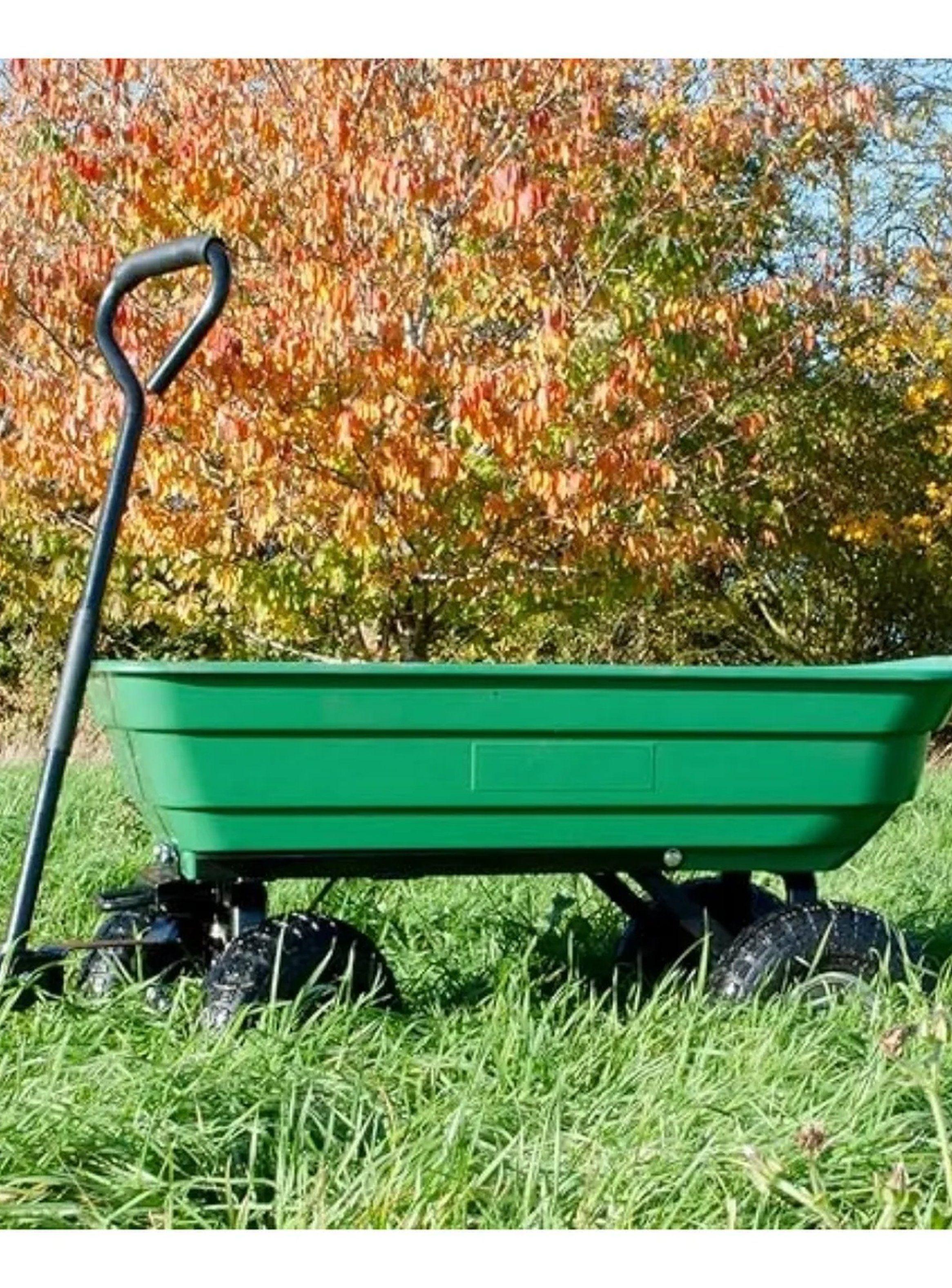 Carretilla de Jardín Multifuncional Capacidad 75L Verde Ruedas Resistentes-9