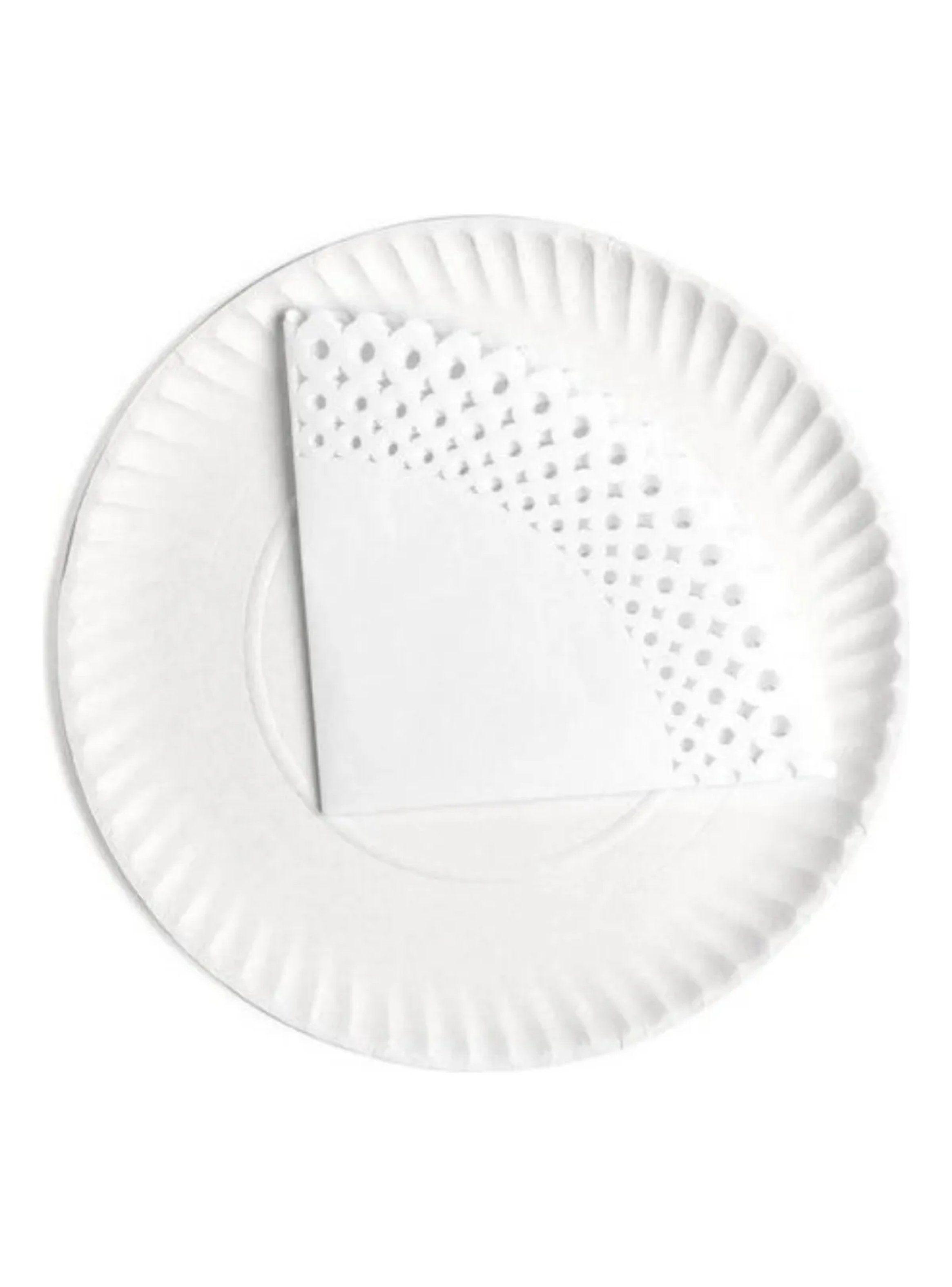 Platos Desechables Blancos Papel 34 cm Redondos-0