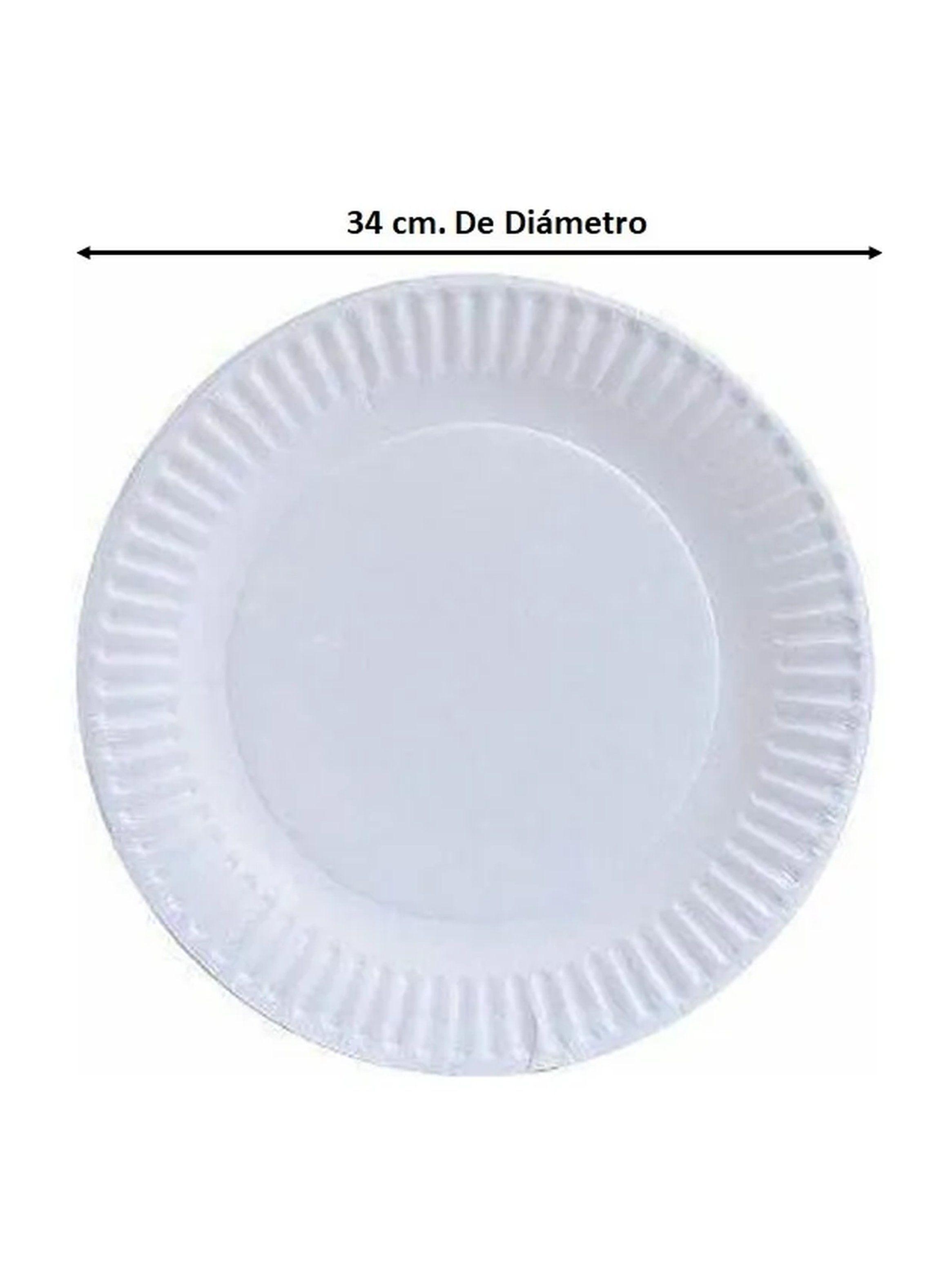 Platos Desechables Blancos Papel 34 cm Redondos-2