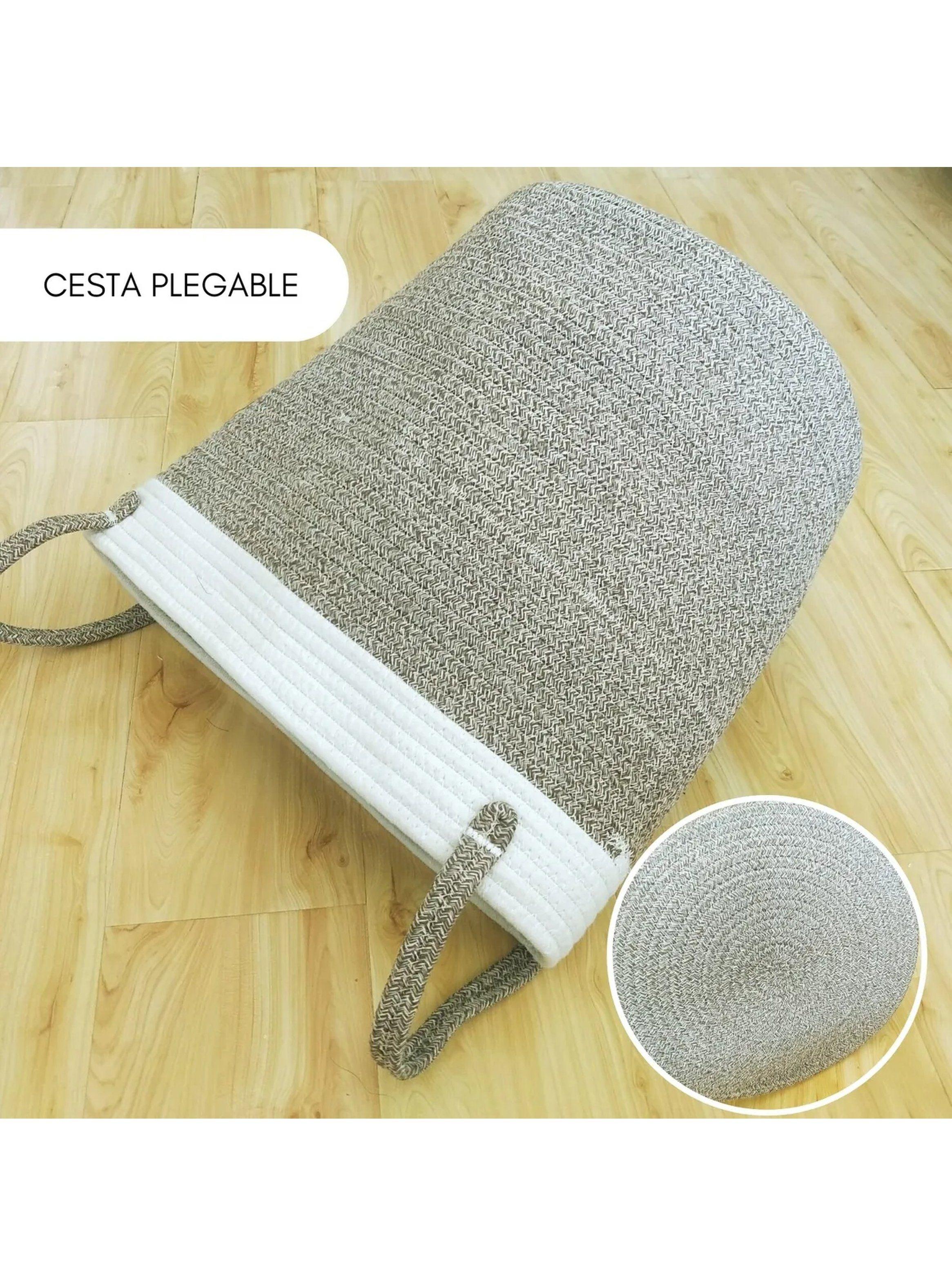 Canasta Organizadora de Algodón 45cm Beige y Blanco-8