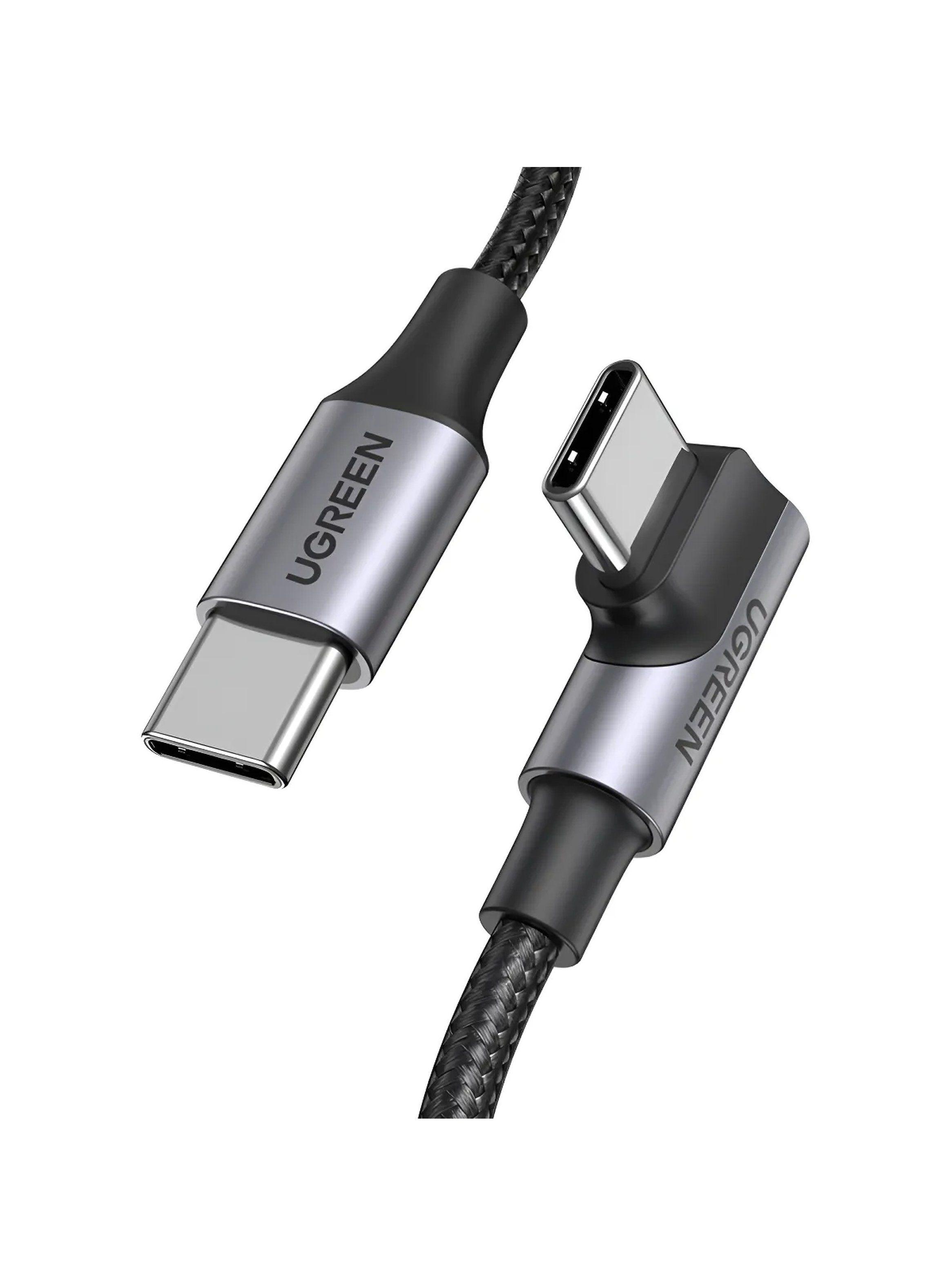 Cable USB-C a USB-C Trenzado Angulado 100W 1 Metro-0