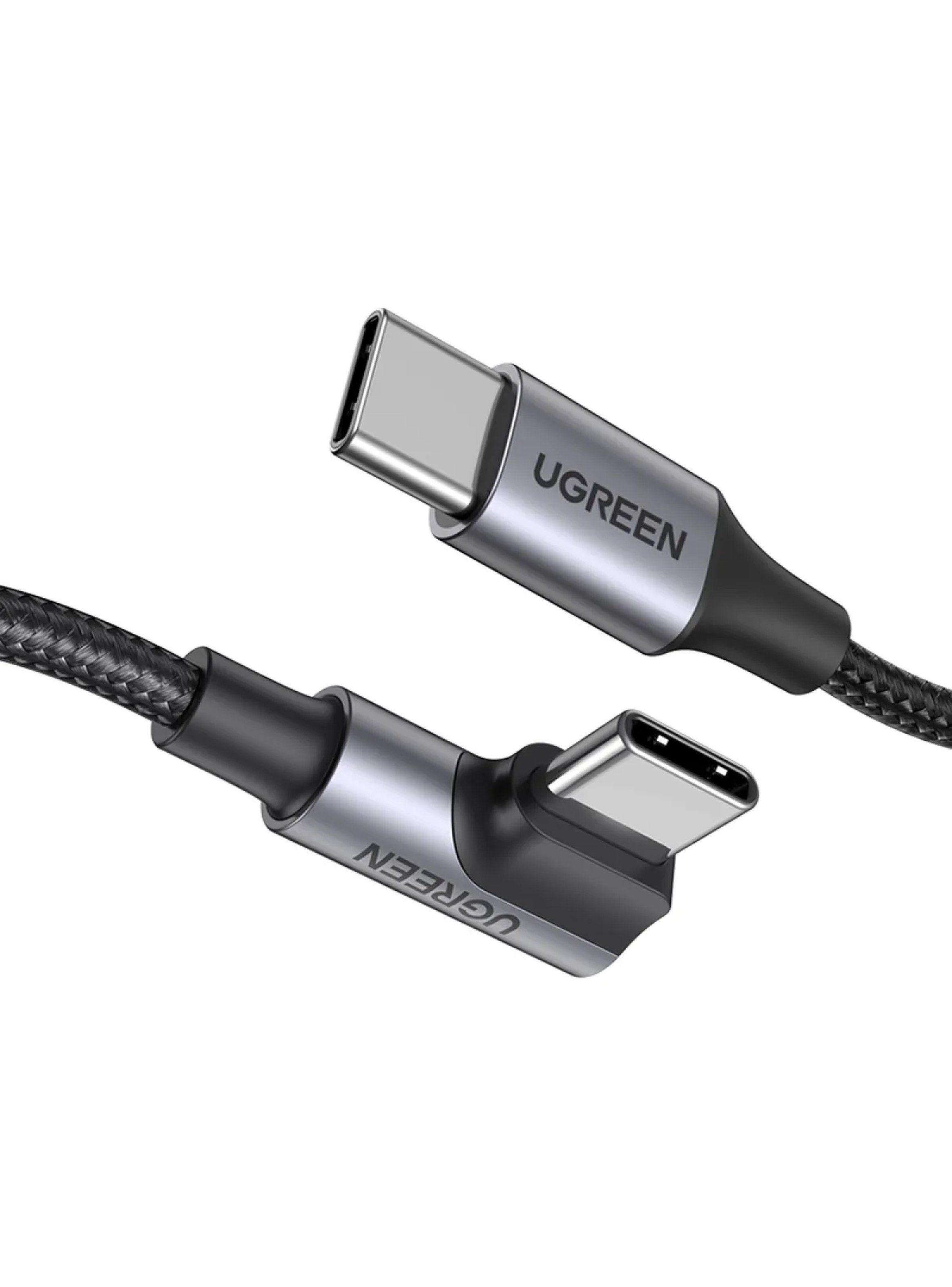 Cable USB-C a USB-C Trenzado Angulado 100W 1 Metro-2