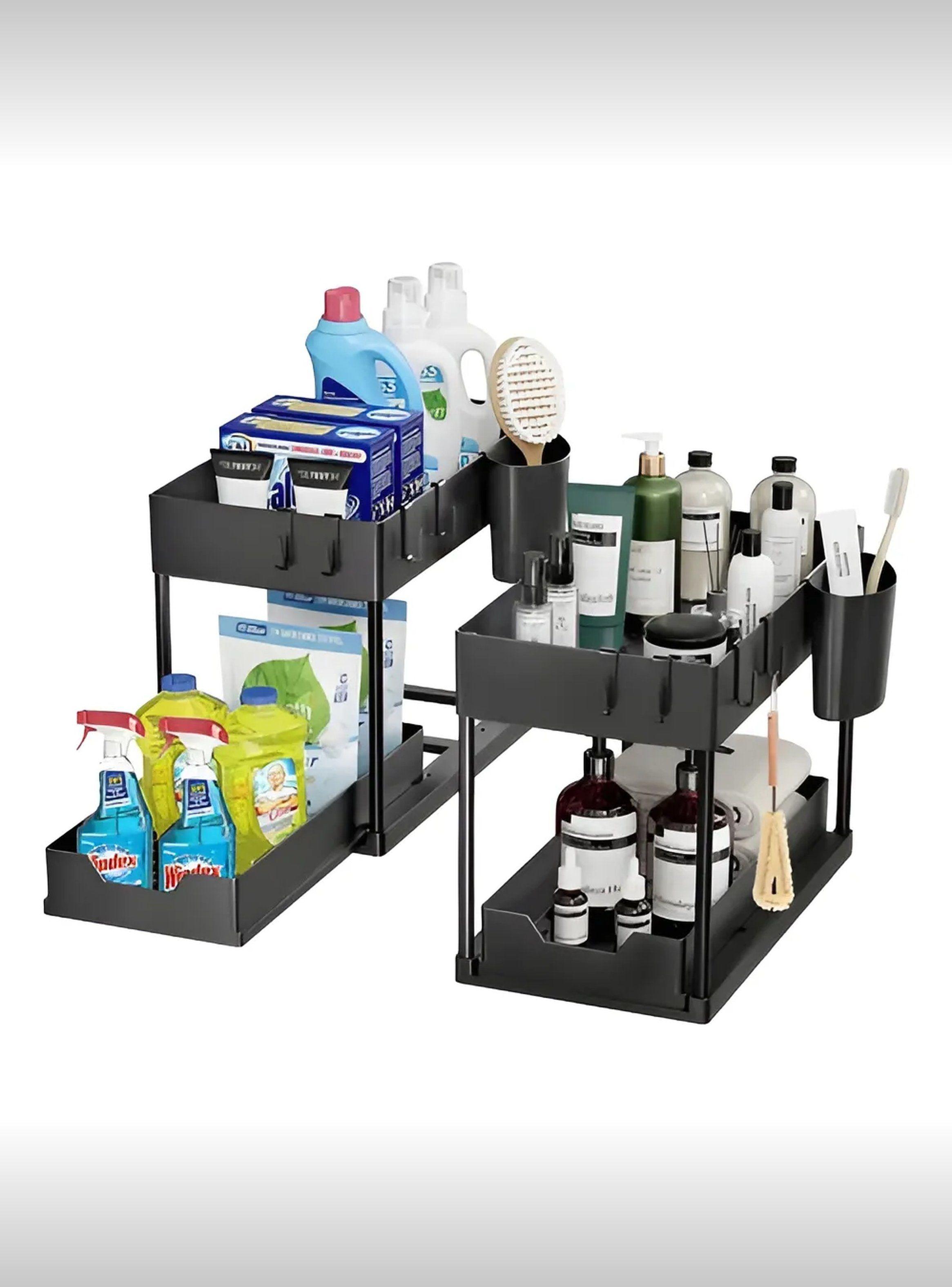 Organizador De Cocina De 2 Niveles Ajustable Negro-0