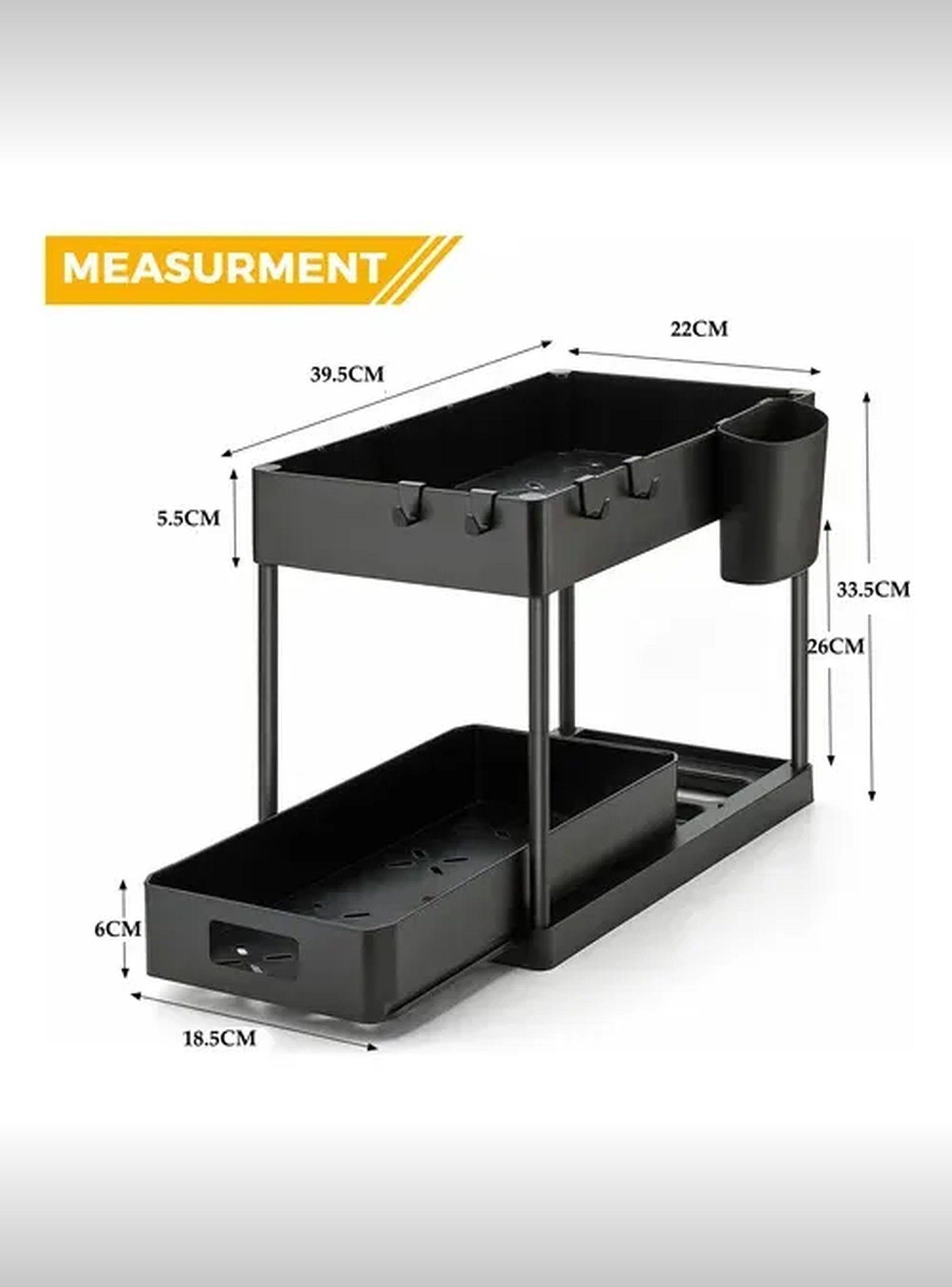 Organizador De Cocina De 2 Niveles Ajustable Negro-2