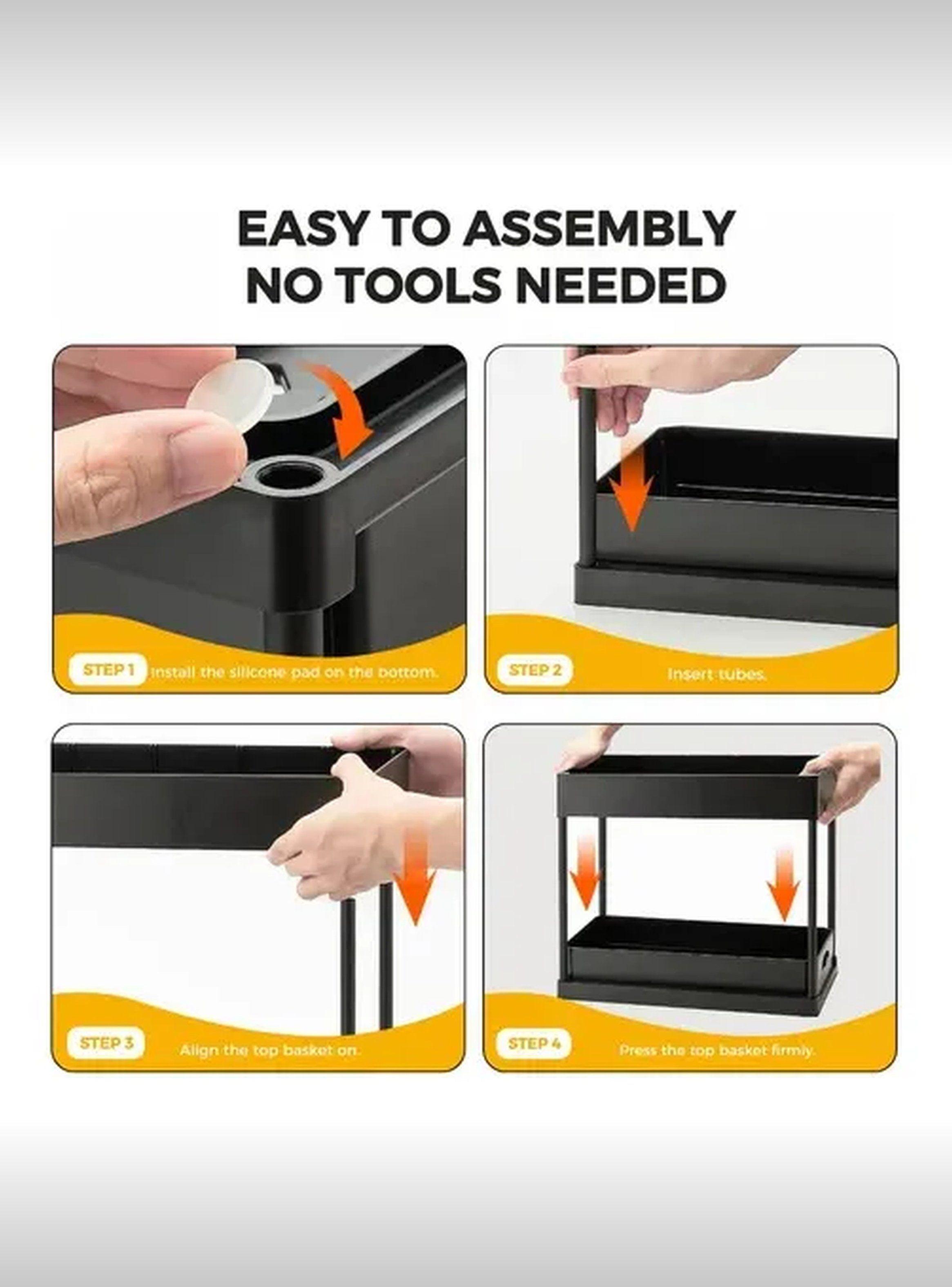 Organizador De Cocina De 2 Niveles Ajustable Negro-3