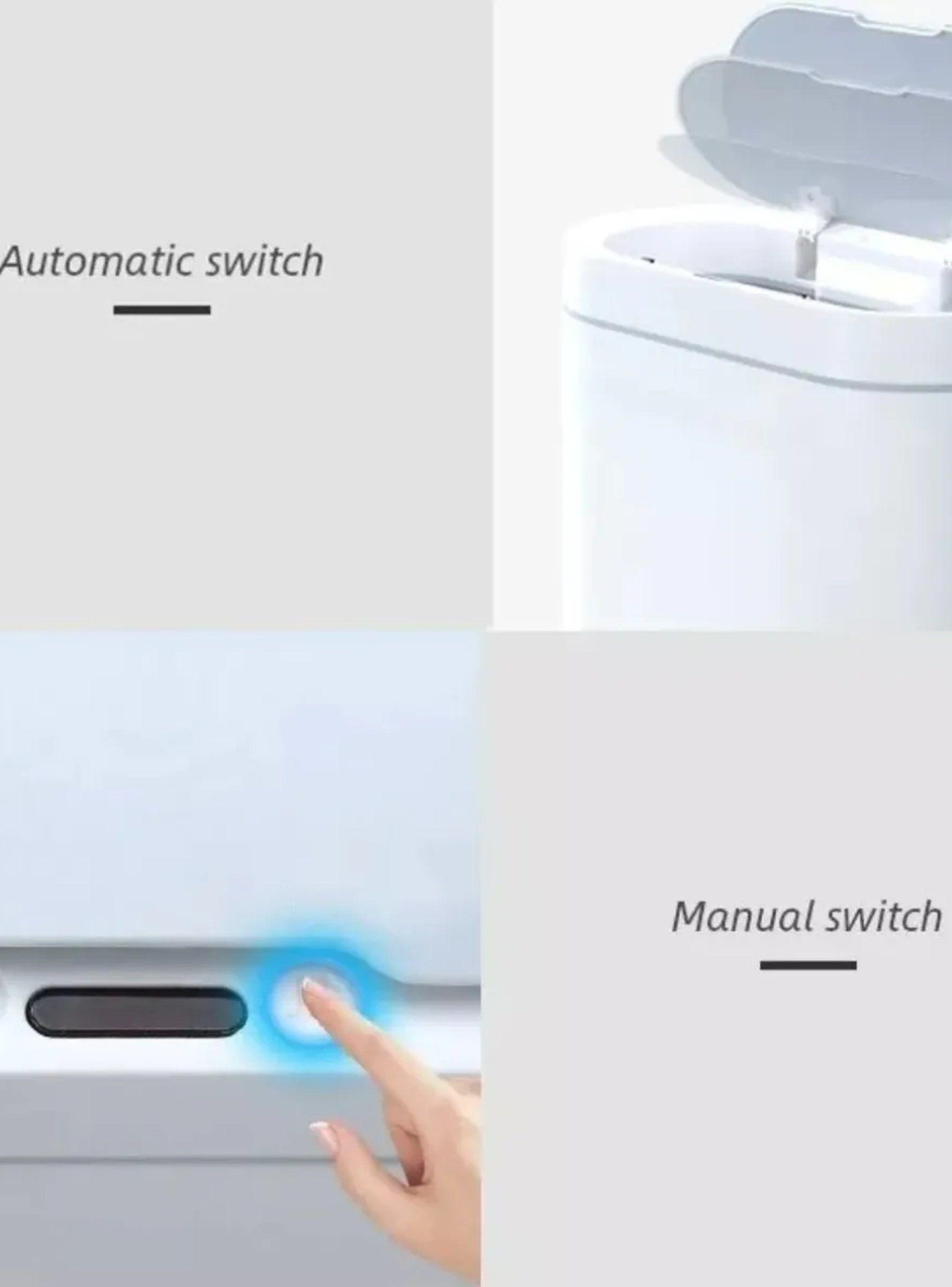 Cubo De Basura Inteligente Con Sensor Impermeable 12L Blanco-3