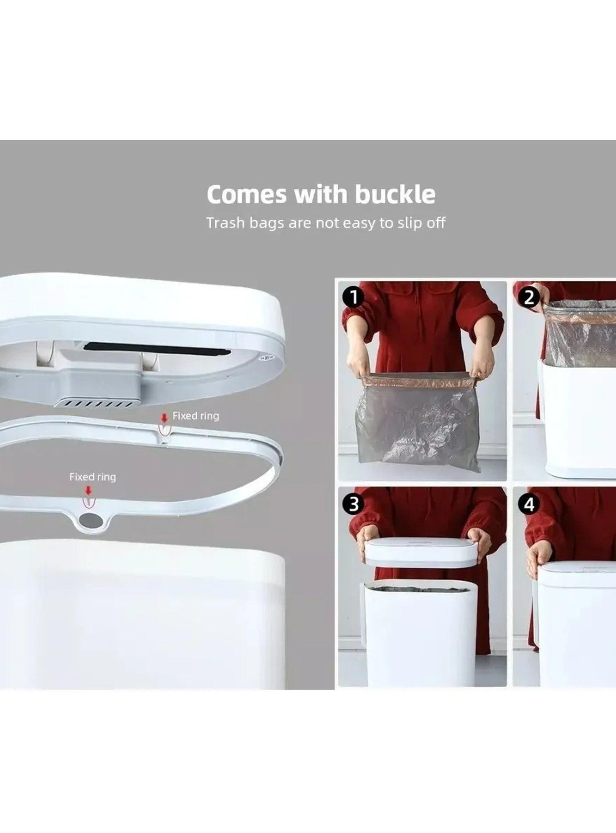 Cubo De Basura Inteligente Con Sensor Impermeable 12L Blanco-6