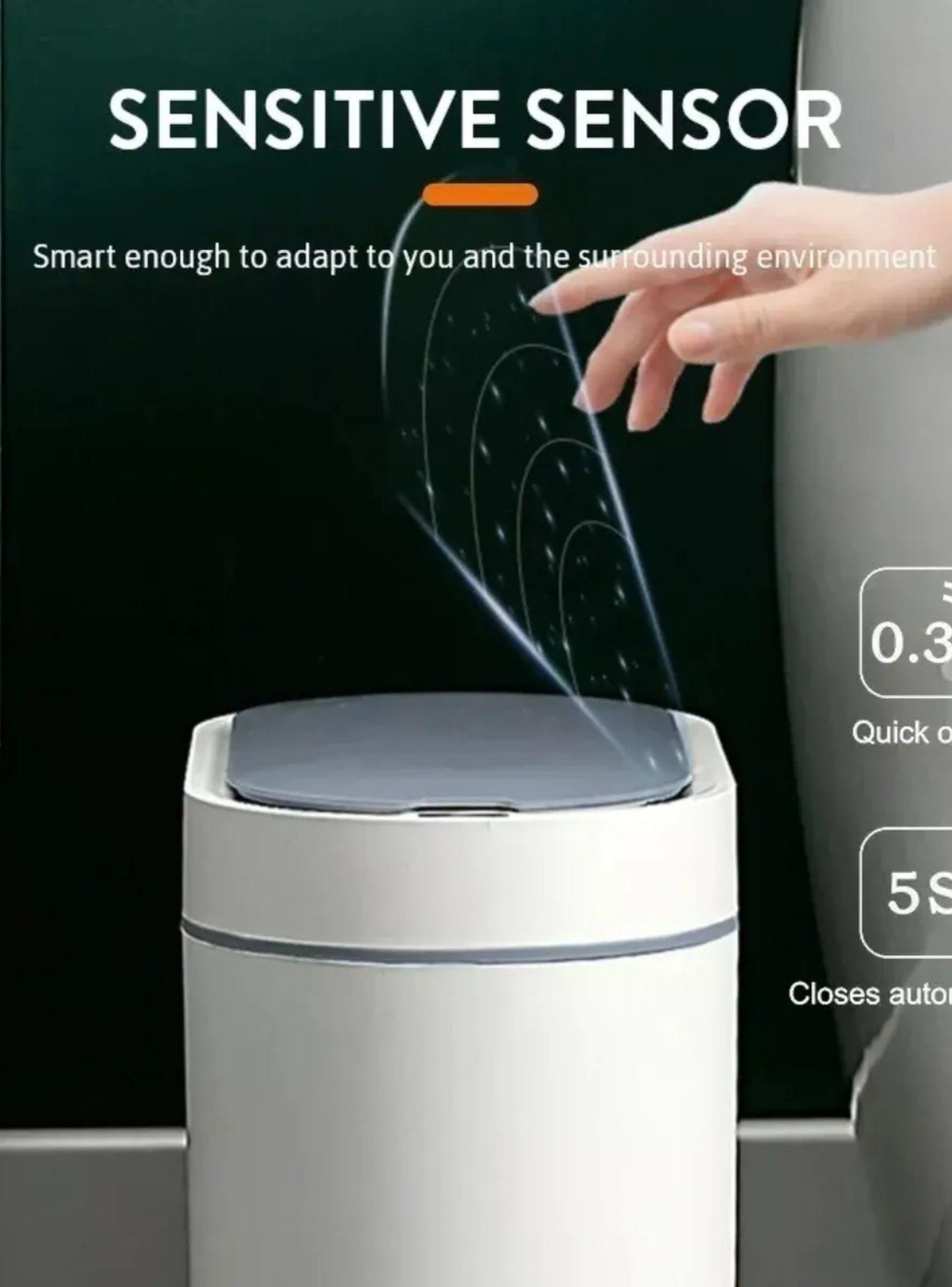 Cubo De Basura Inteligente Con Sensor Impermeable 12L Blanco-7