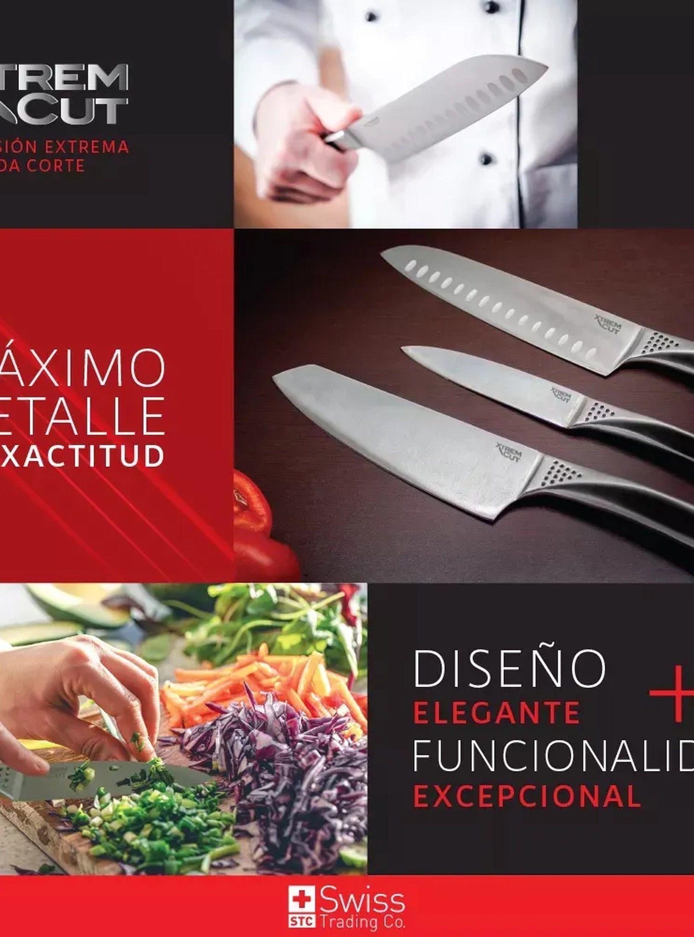 Juego de Cuchillos Acero Inoxidable 3 Piezas Chef Santoku Pelador-2
