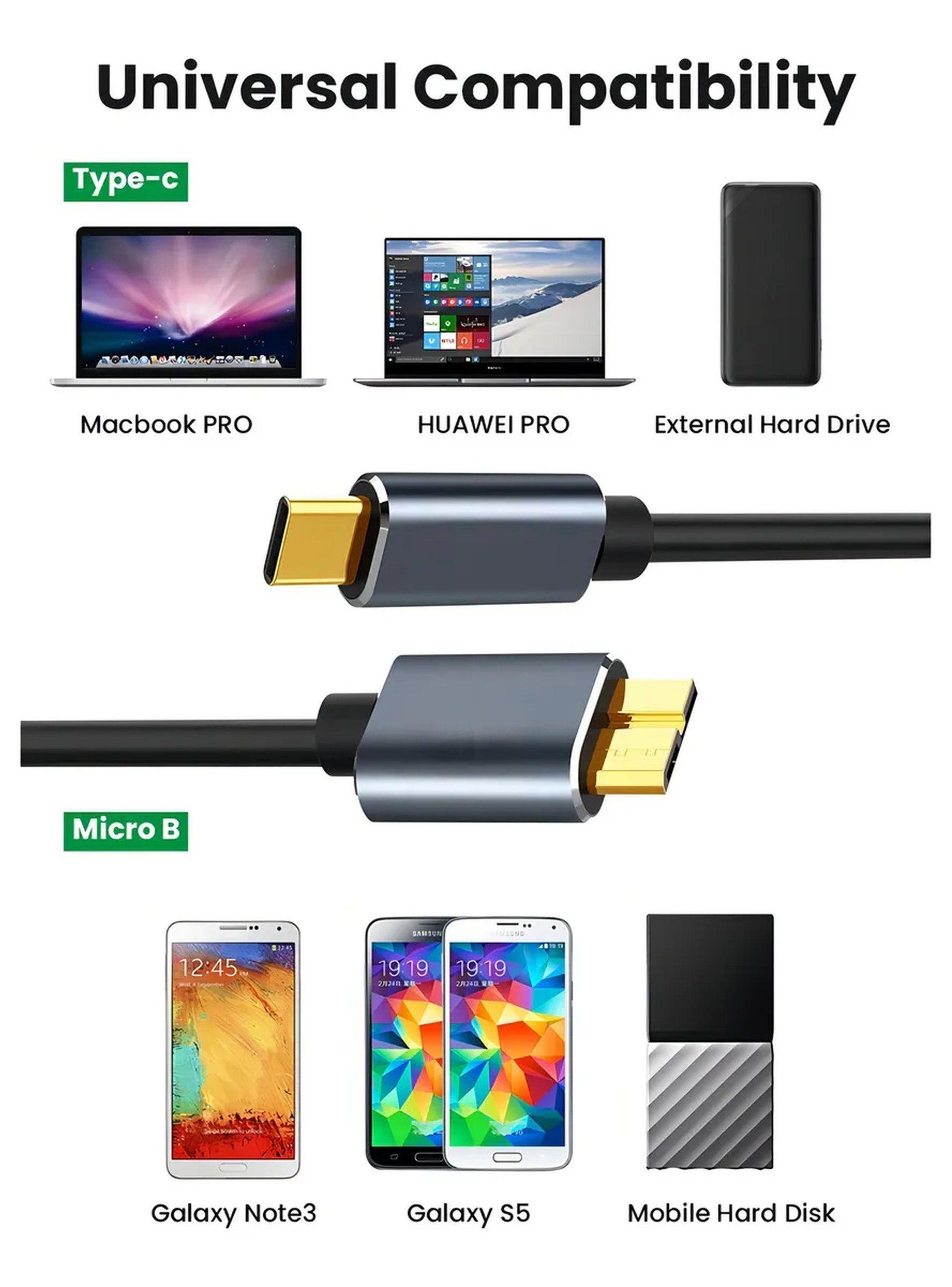 Cable USB 3.0 Micro B a Tipo C 5Gbps-7