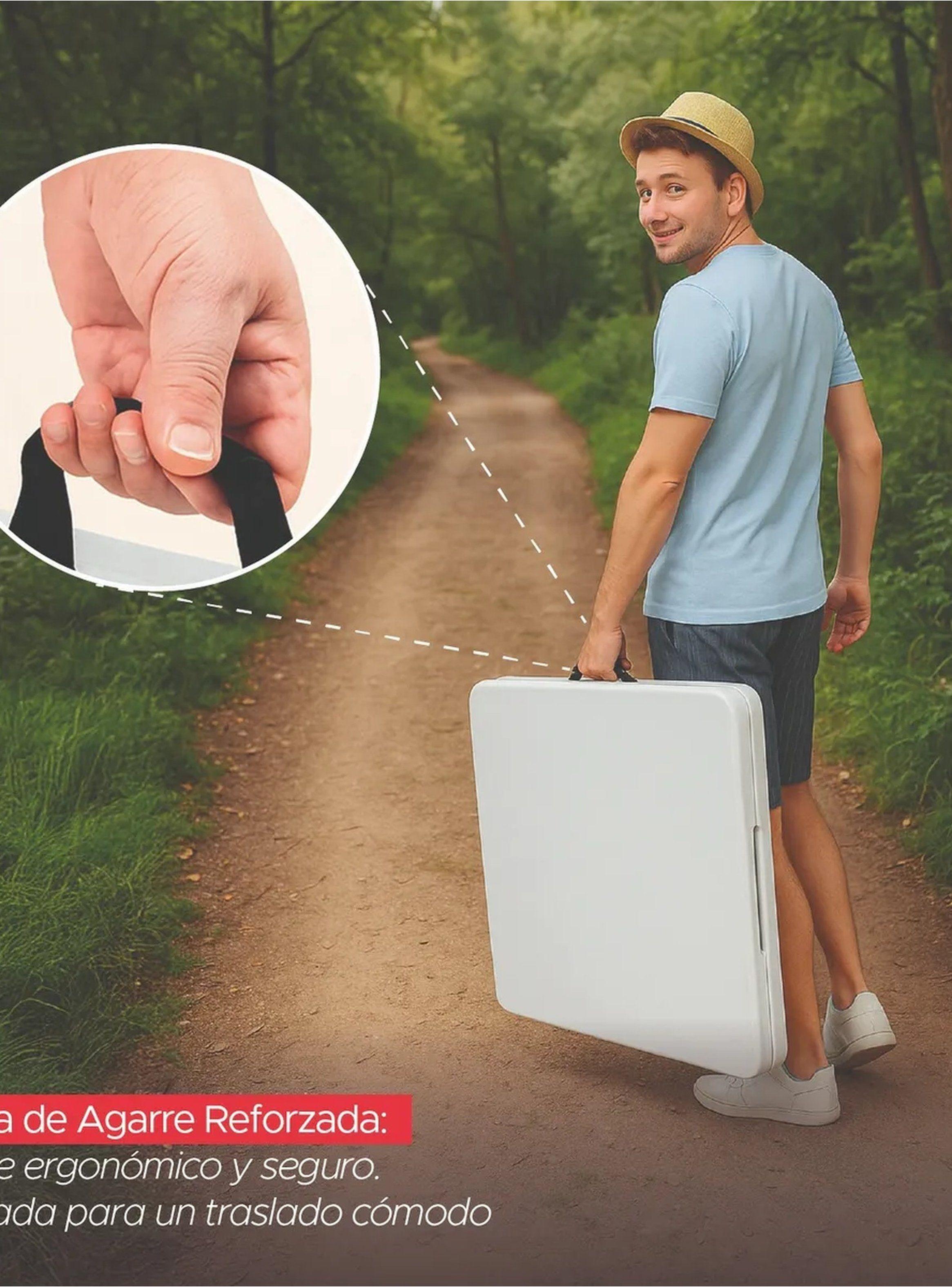 Mesa Plegable Rectangular 180 cm Plástico Blanco Estructura Metal-6