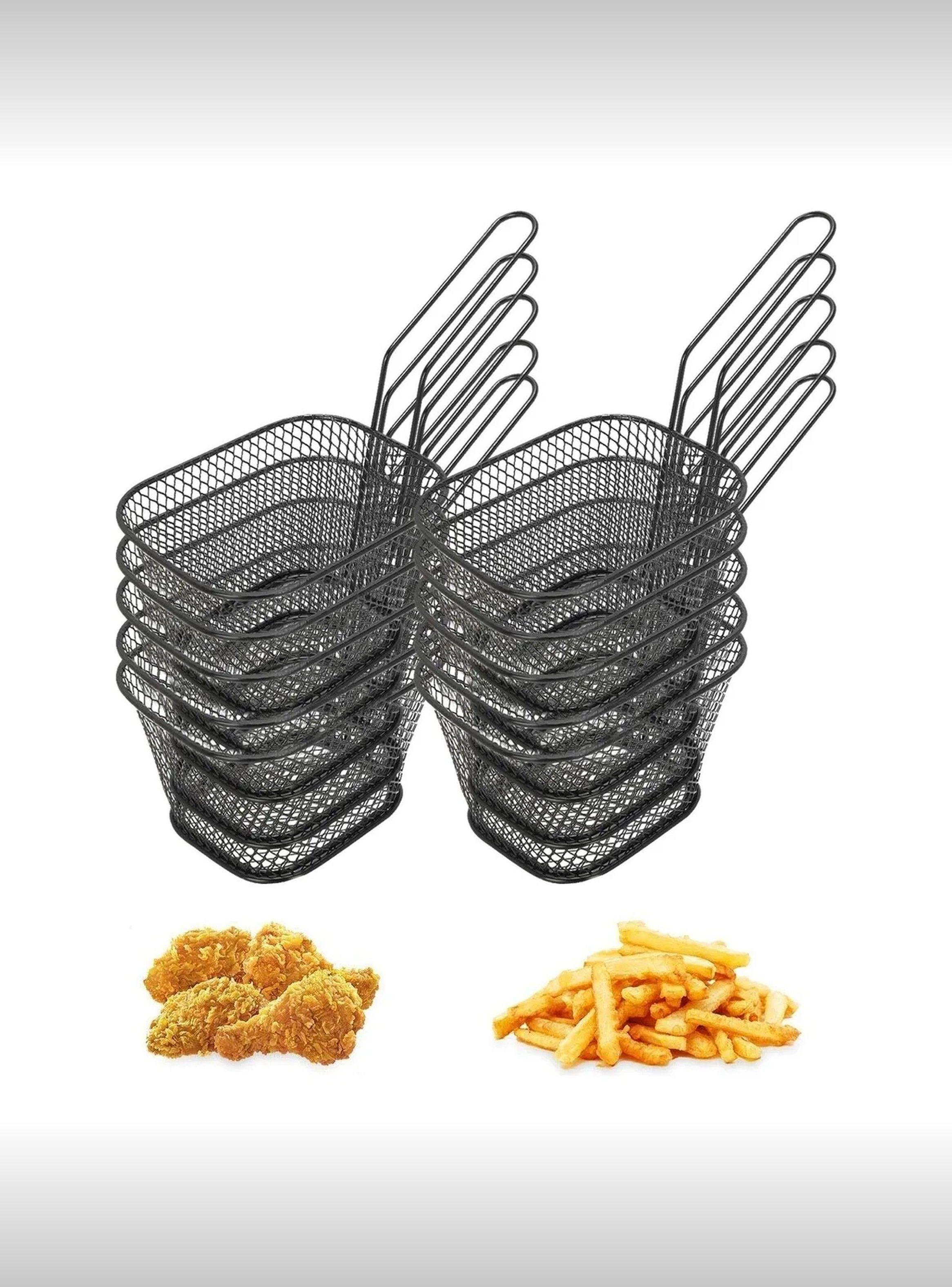 Cesta de Freír de Acero Inoxidable Pequeña Rectangular Negro 10 cm-0