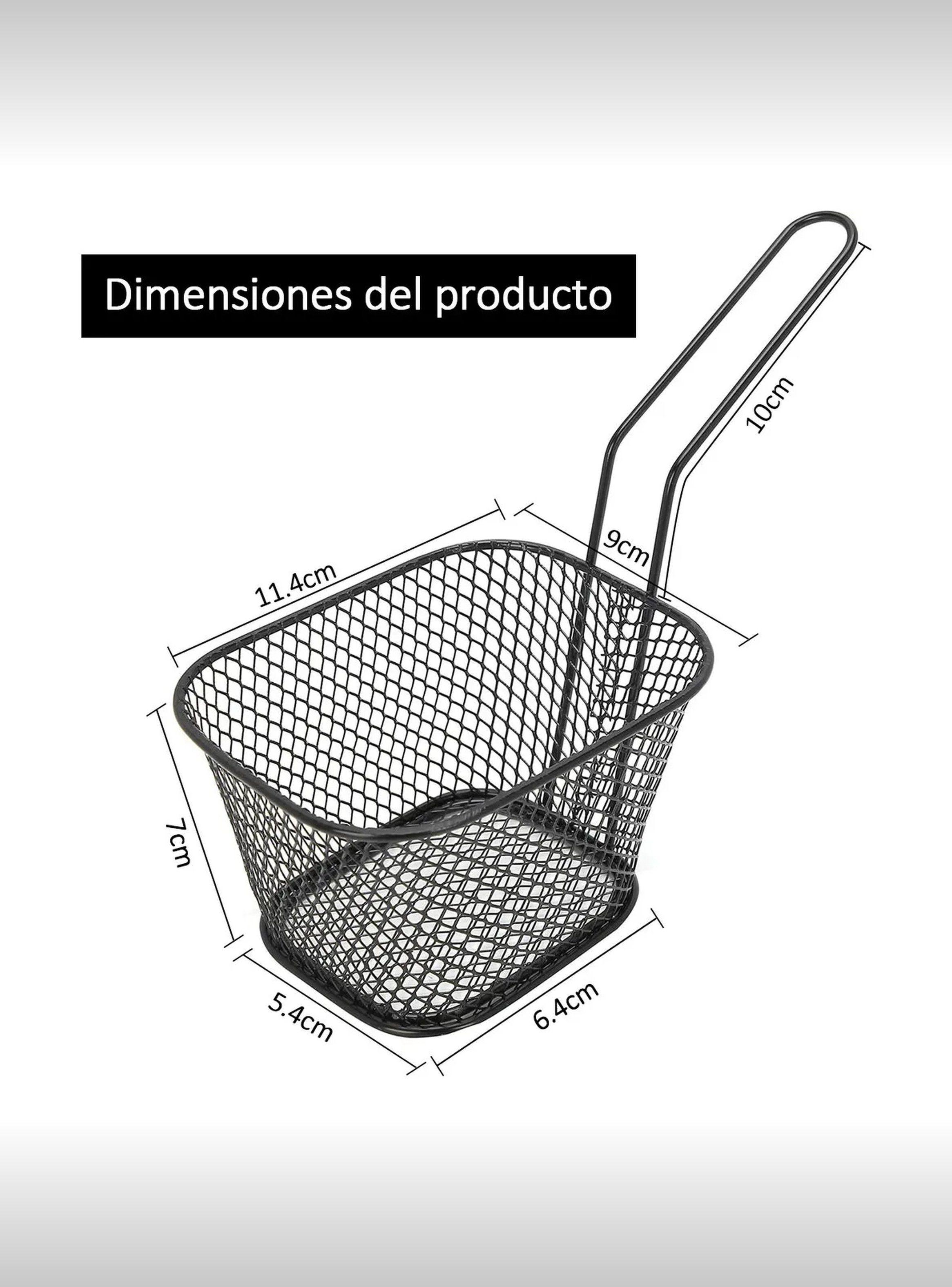 Cesta de Freír de Acero Inoxidable Pequeña Rectangular Negro 10 cm-1