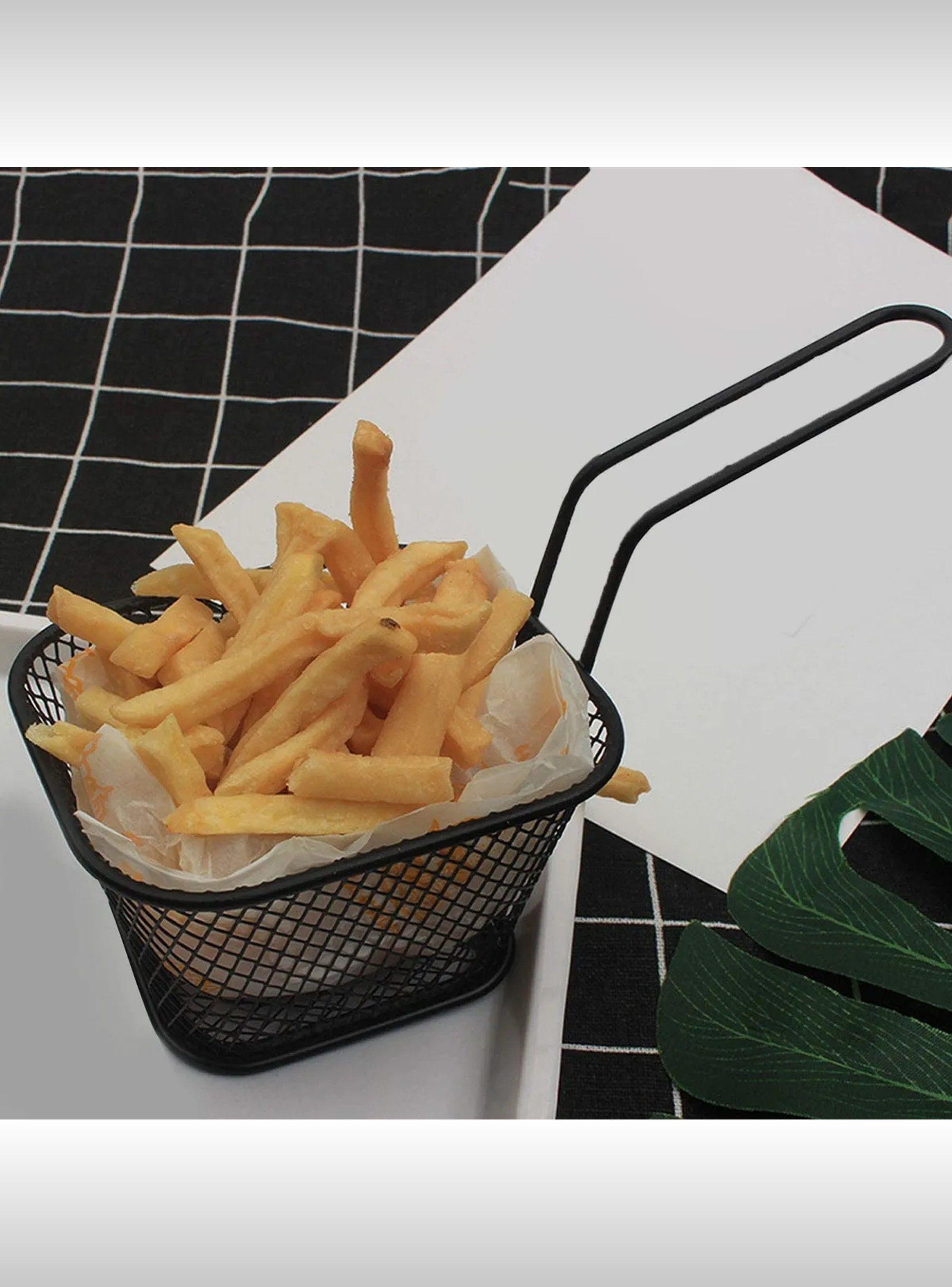 Cesta de Freír de Acero Inoxidable Pequeña Rectangular Negro 10 cm-2