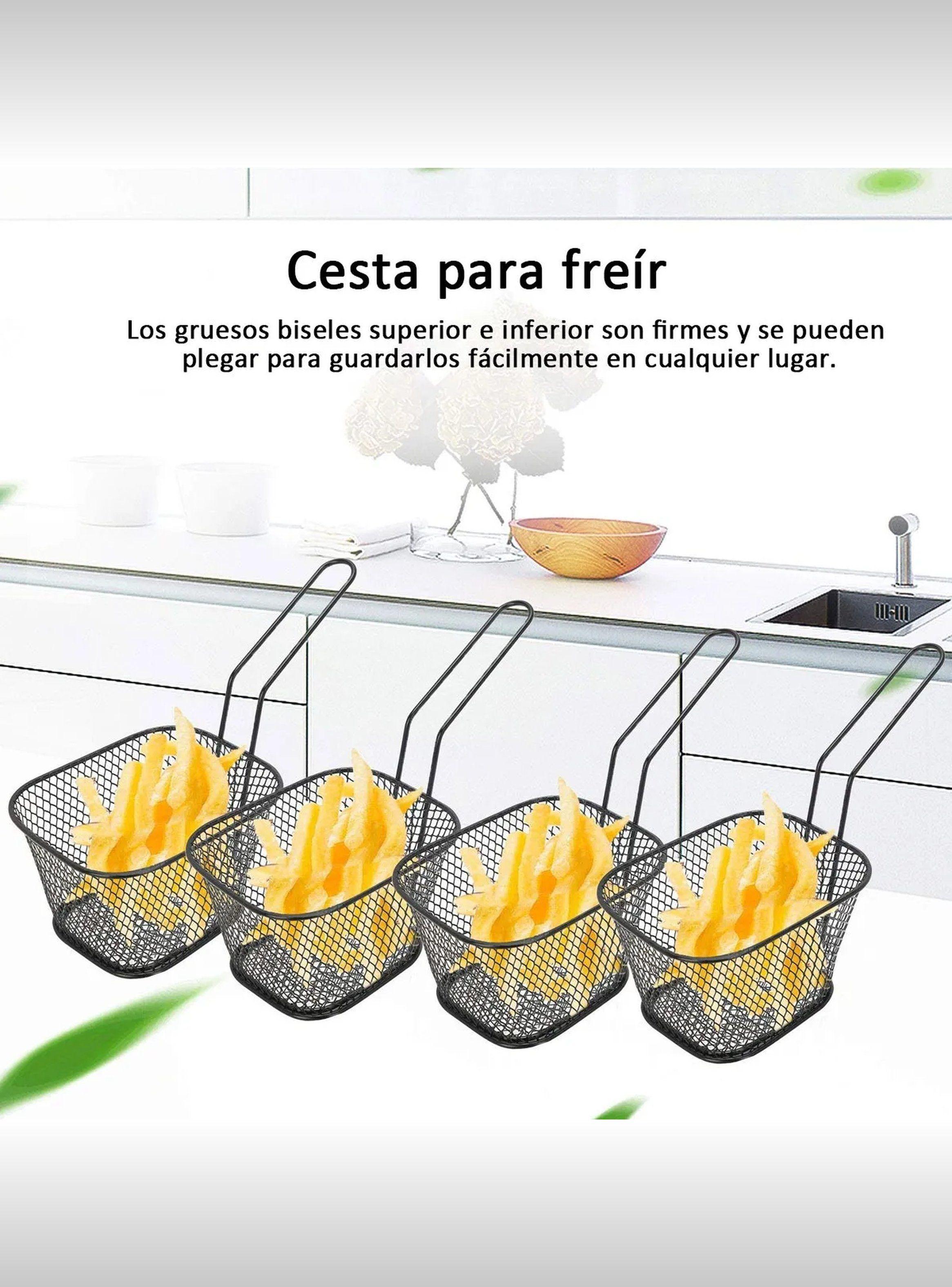 Cesta de Freír de Acero Inoxidable Pequeña Rectangular Negro 10 cm-3