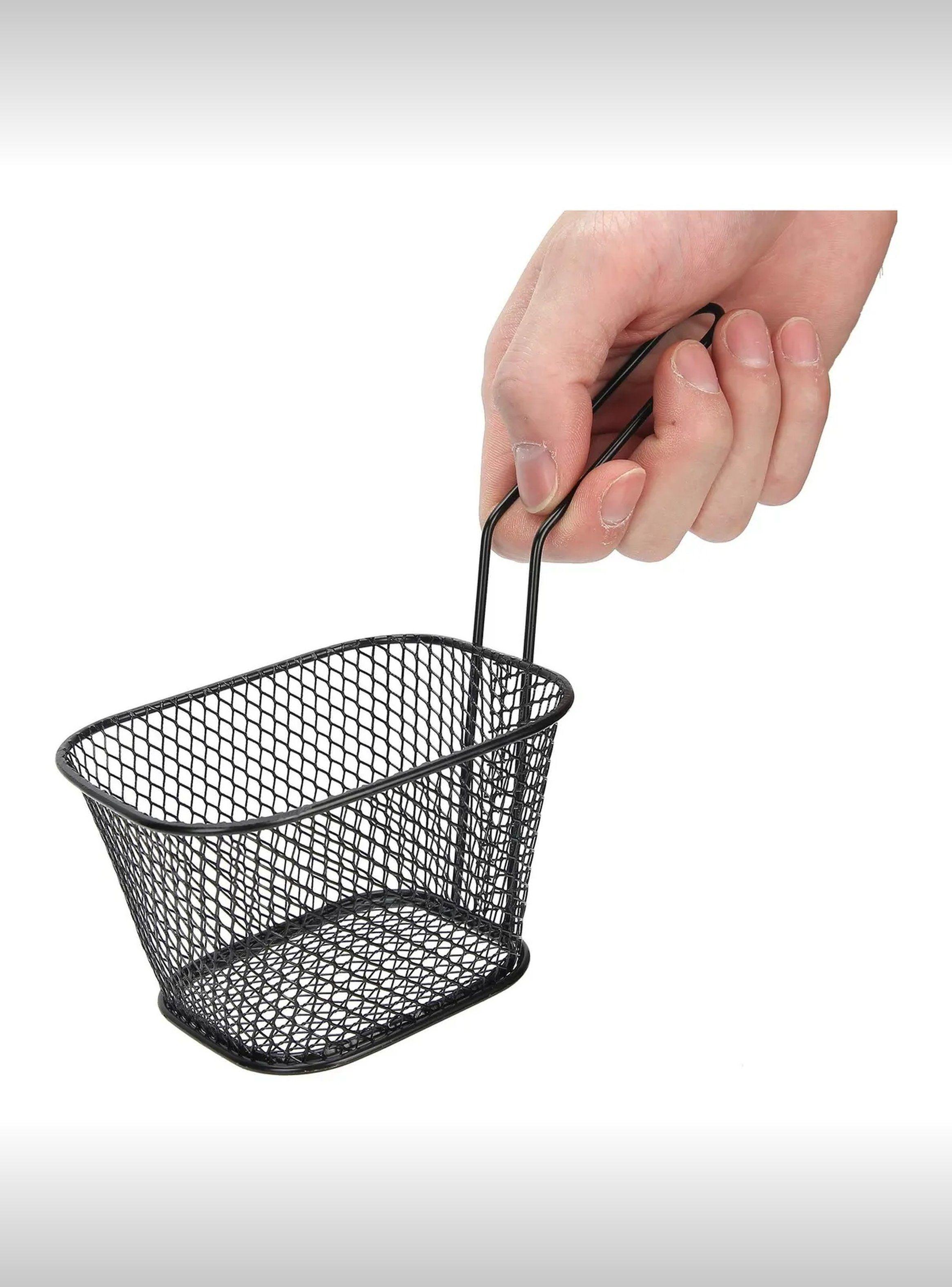 Cesta de Freír de Acero Inoxidable Pequeña Rectangular Negro 10 cm-5