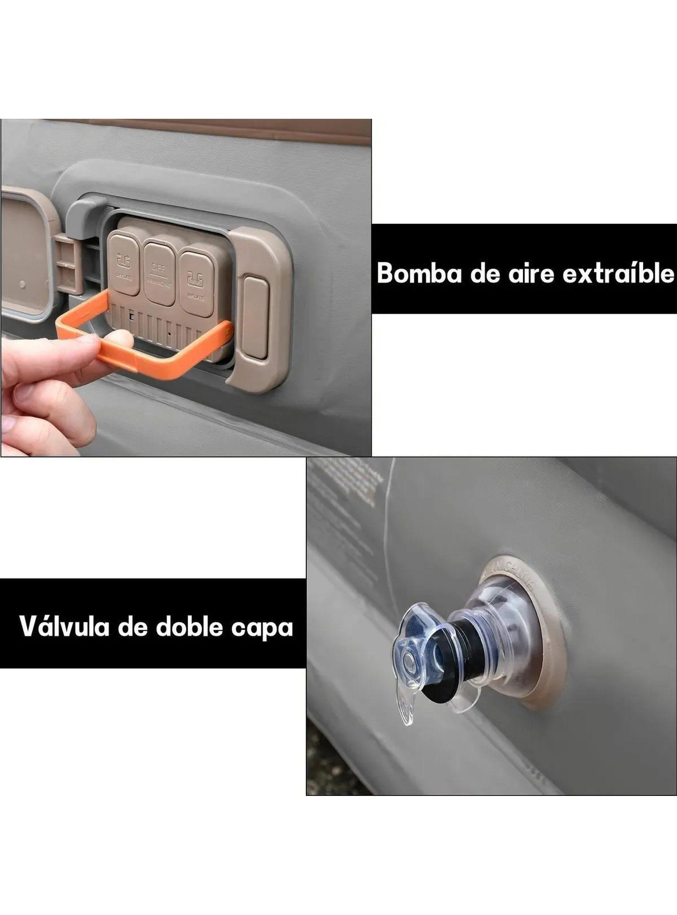 Colchón Inflable Tejido Flocado Cama Doble Recargable 4000mAh-5