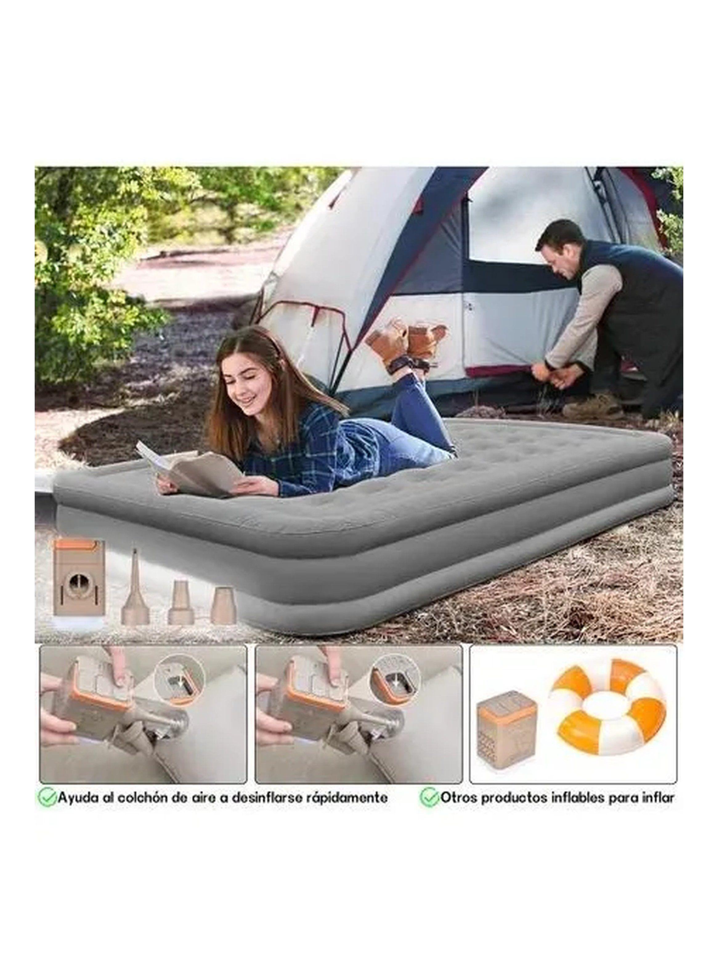 Colchón Inflable Tejido Flocado Cama Doble Recargable 4000mAh-6