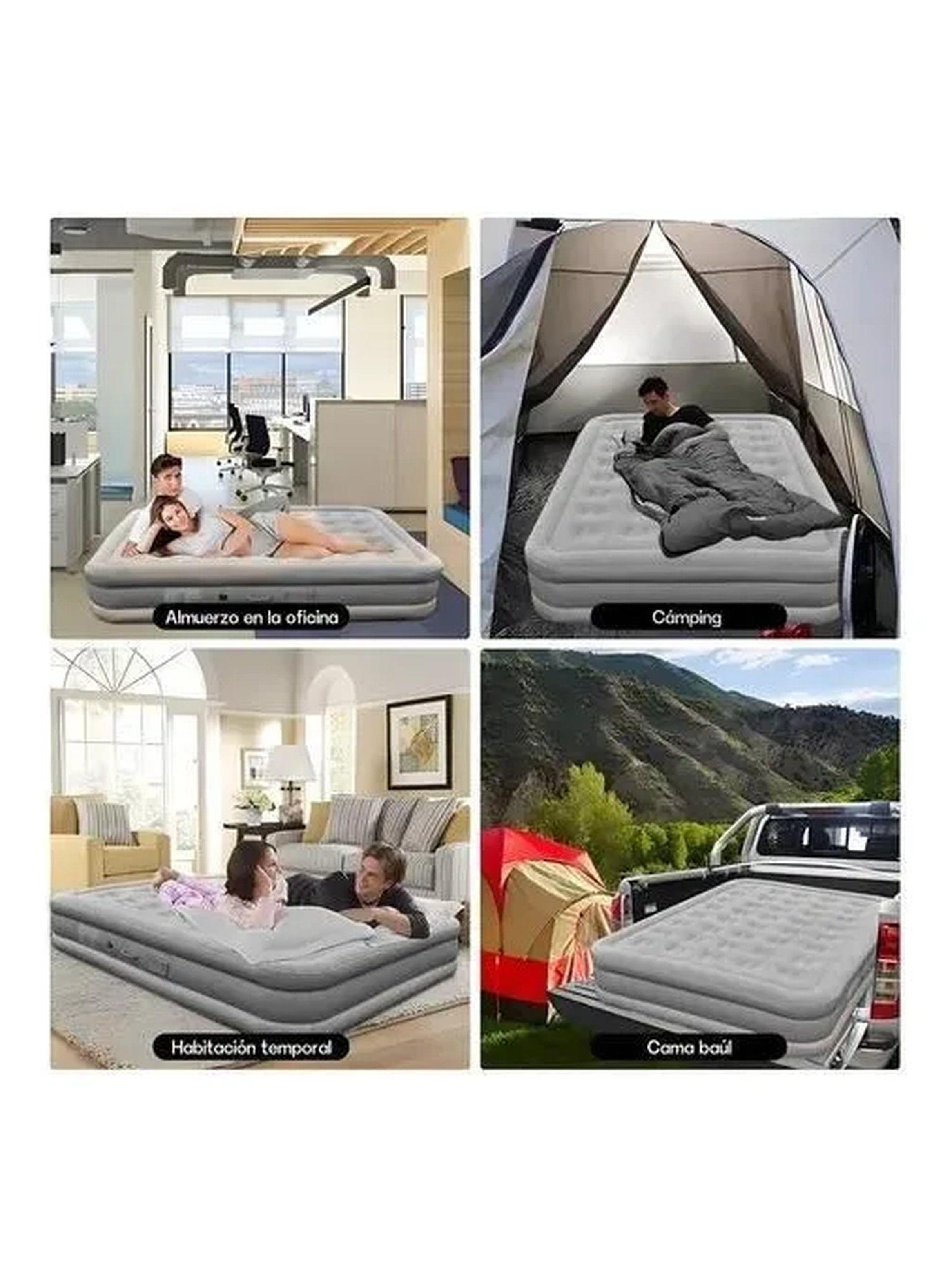 Colchón Inflable Tejido Flocado Cama Doble Recargable 4000mAh-8