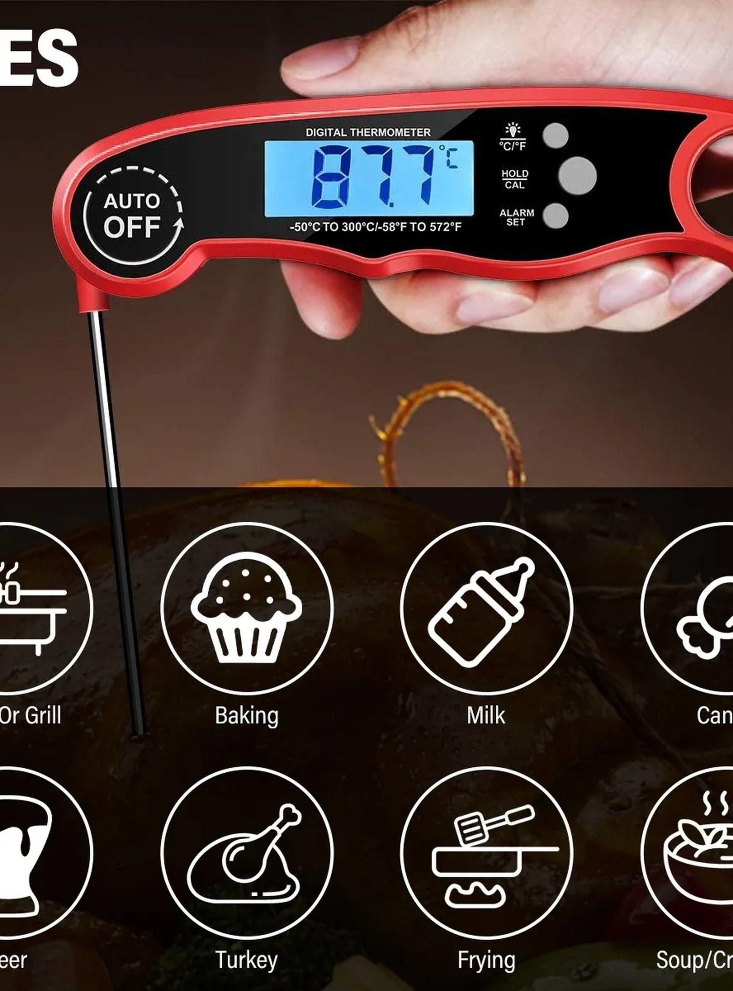 Termómetro Digital Cocina Sonda Acero Inoxidable Pantalla LCD-3