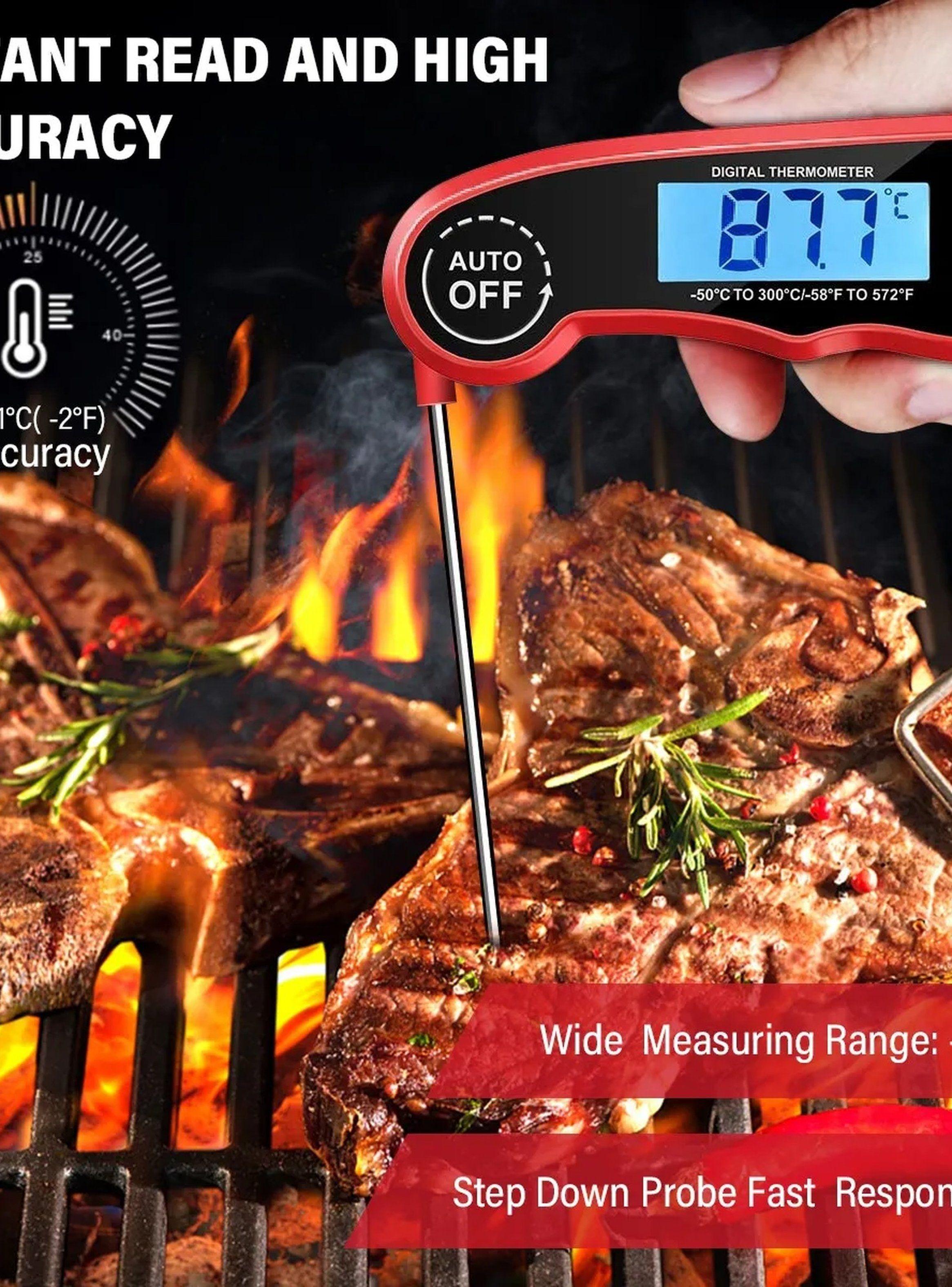 Termómetro Digital Cocina Sonda Acero Inoxidable Pantalla LCD-6