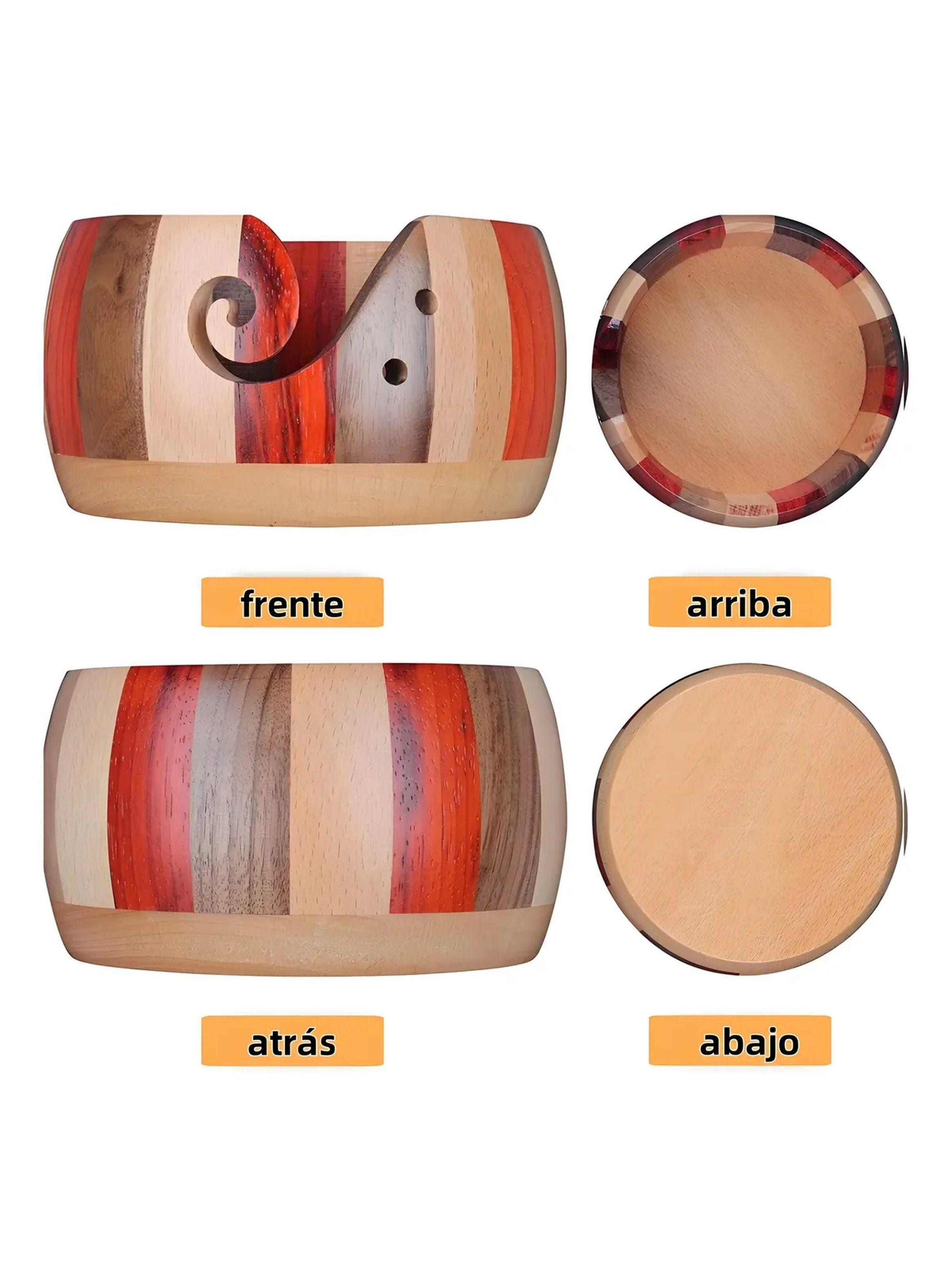 Tazón para Lana de Madera Multicolor 13.5cm-3