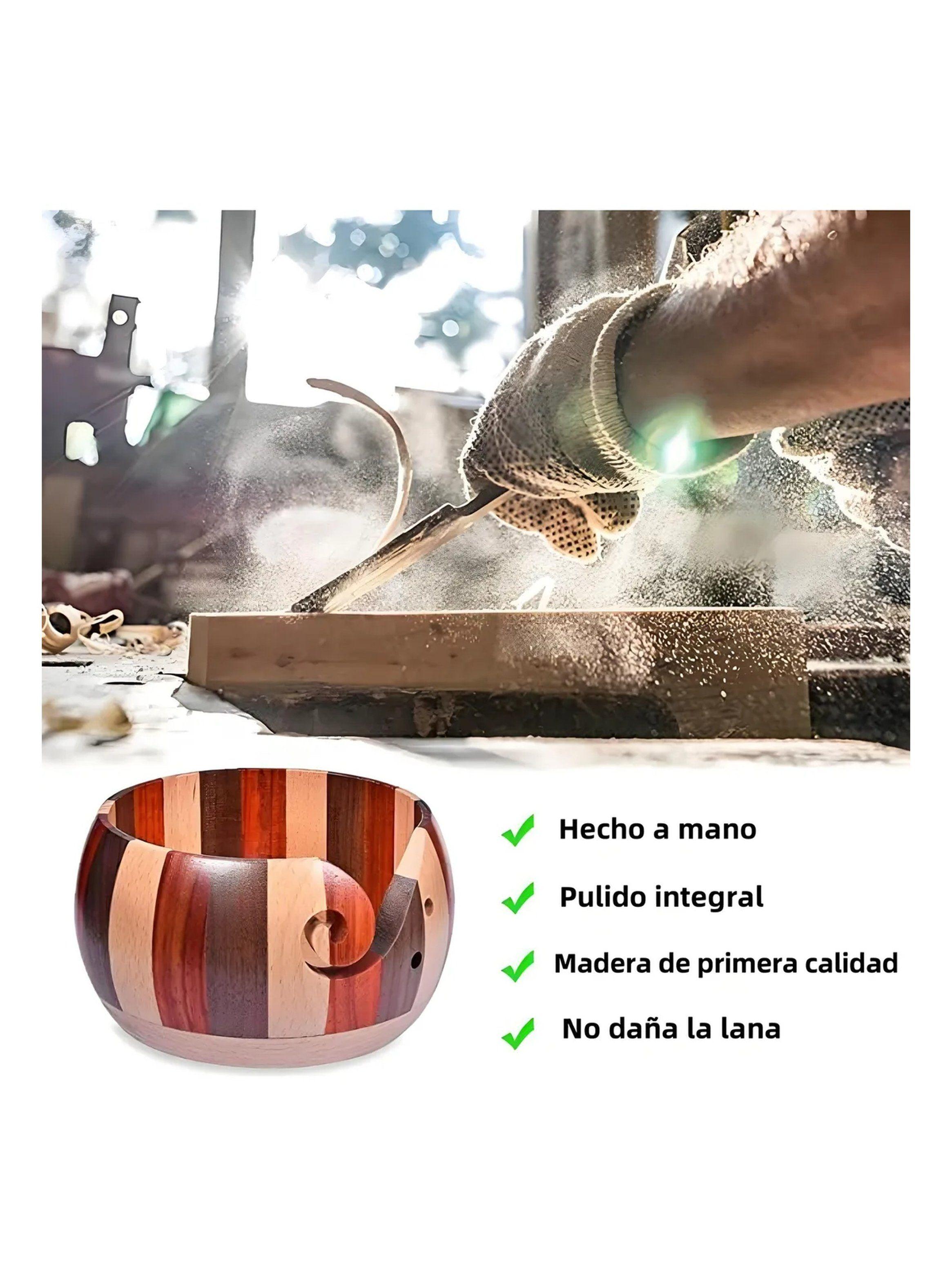 Tazón para Lana de Madera Multicolor 13.5cm-7