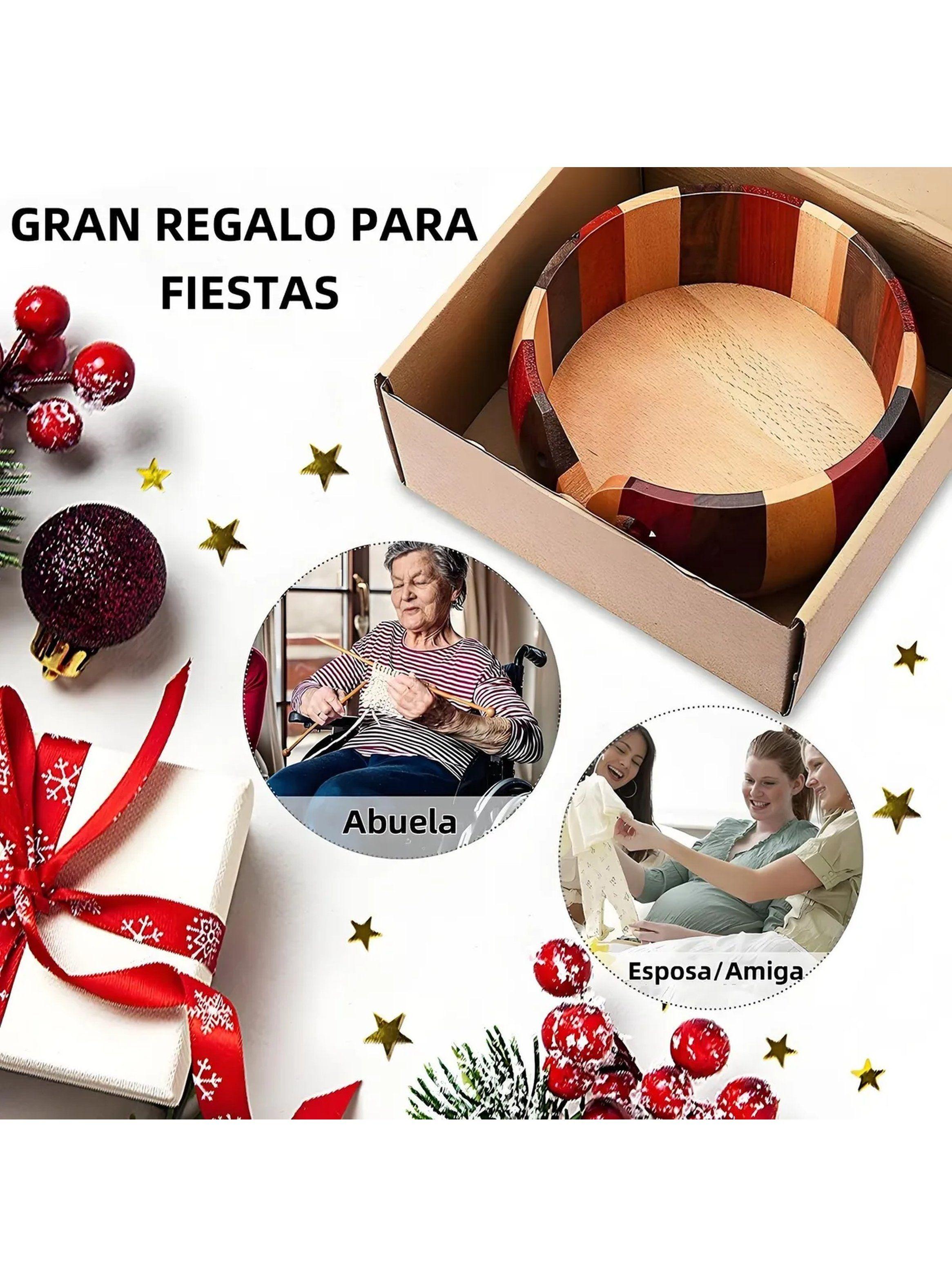 Tazón para Lana de Madera Multicolor 13.5cm-9
