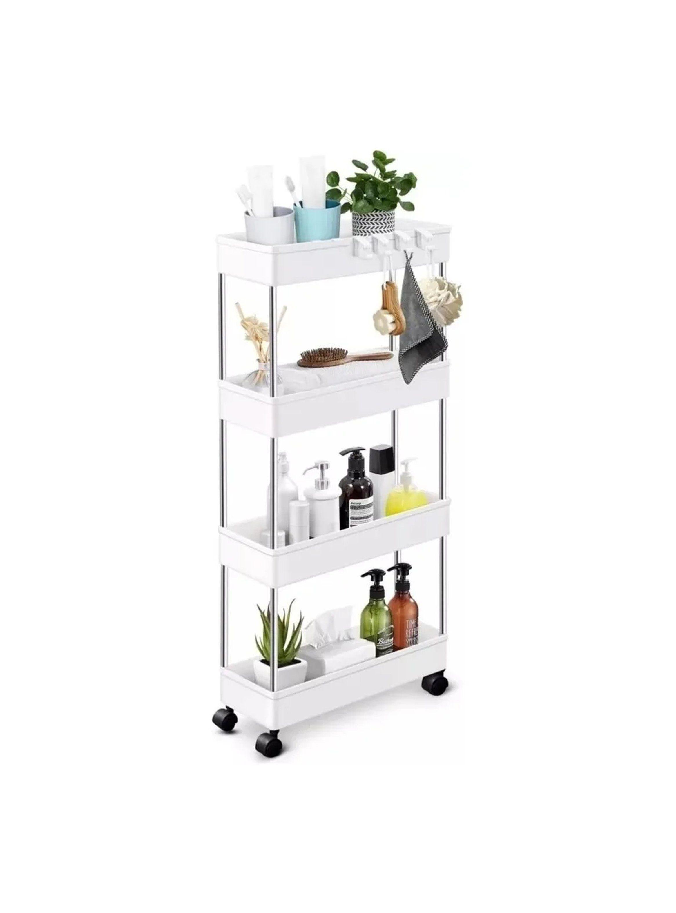 Estante con Ruedas de 4 Niveles Blanco Multiusos-0