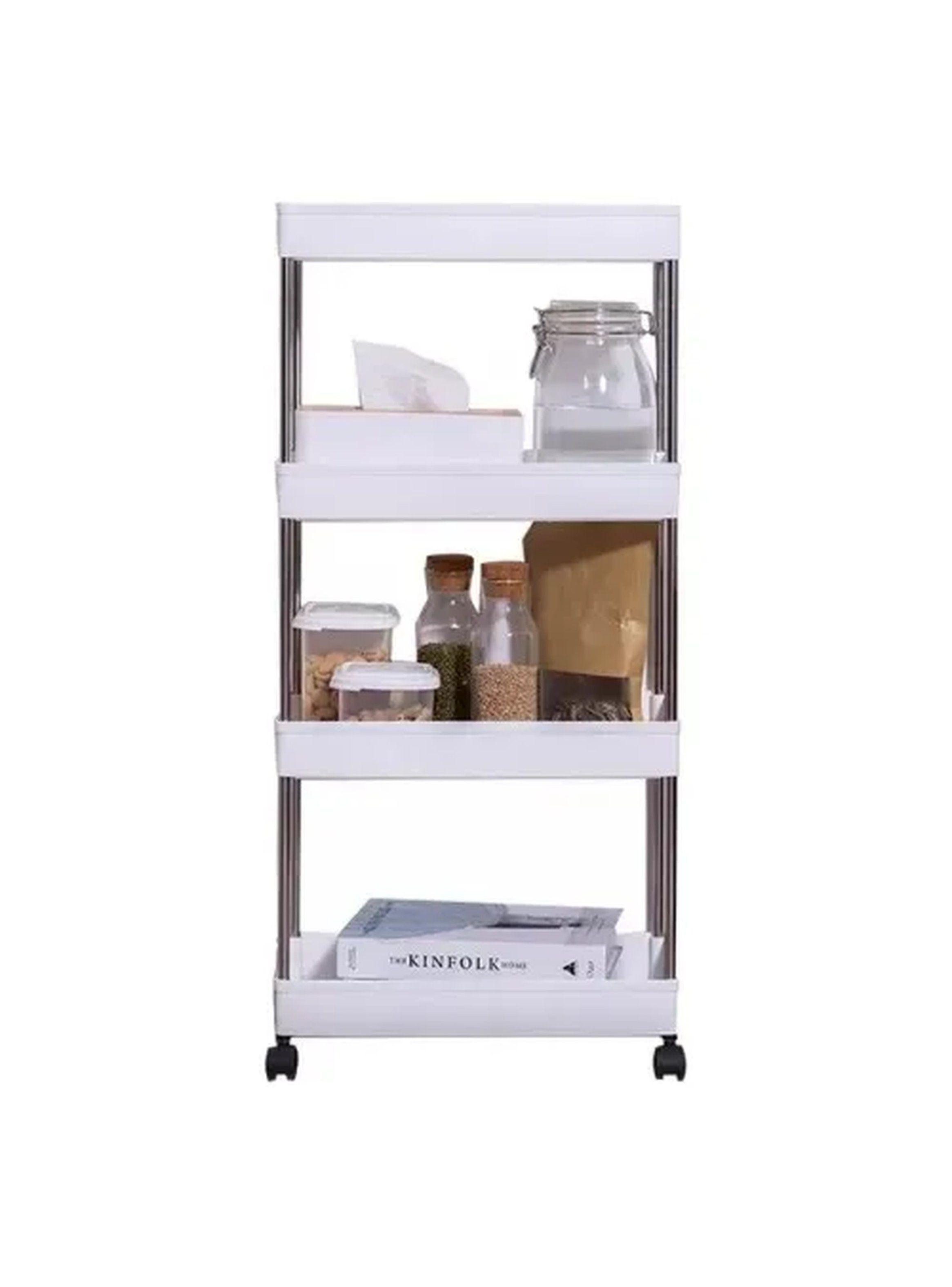 Estante con Ruedas de 4 Niveles Blanco Multiusos-2