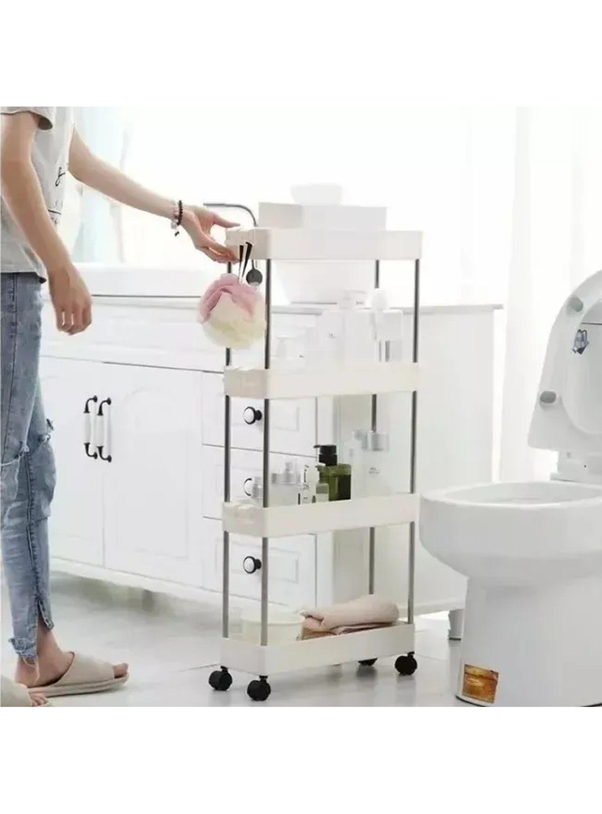 Estante con Ruedas de 4 Niveles Blanco Multiusos-5