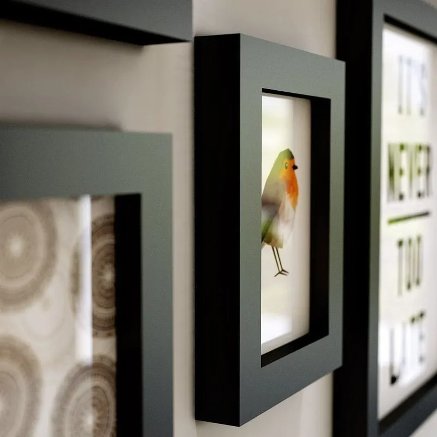 Set De Marcos De Fotos Decorativos De Pared Tamaño Mixto Negro 118x55cm-2